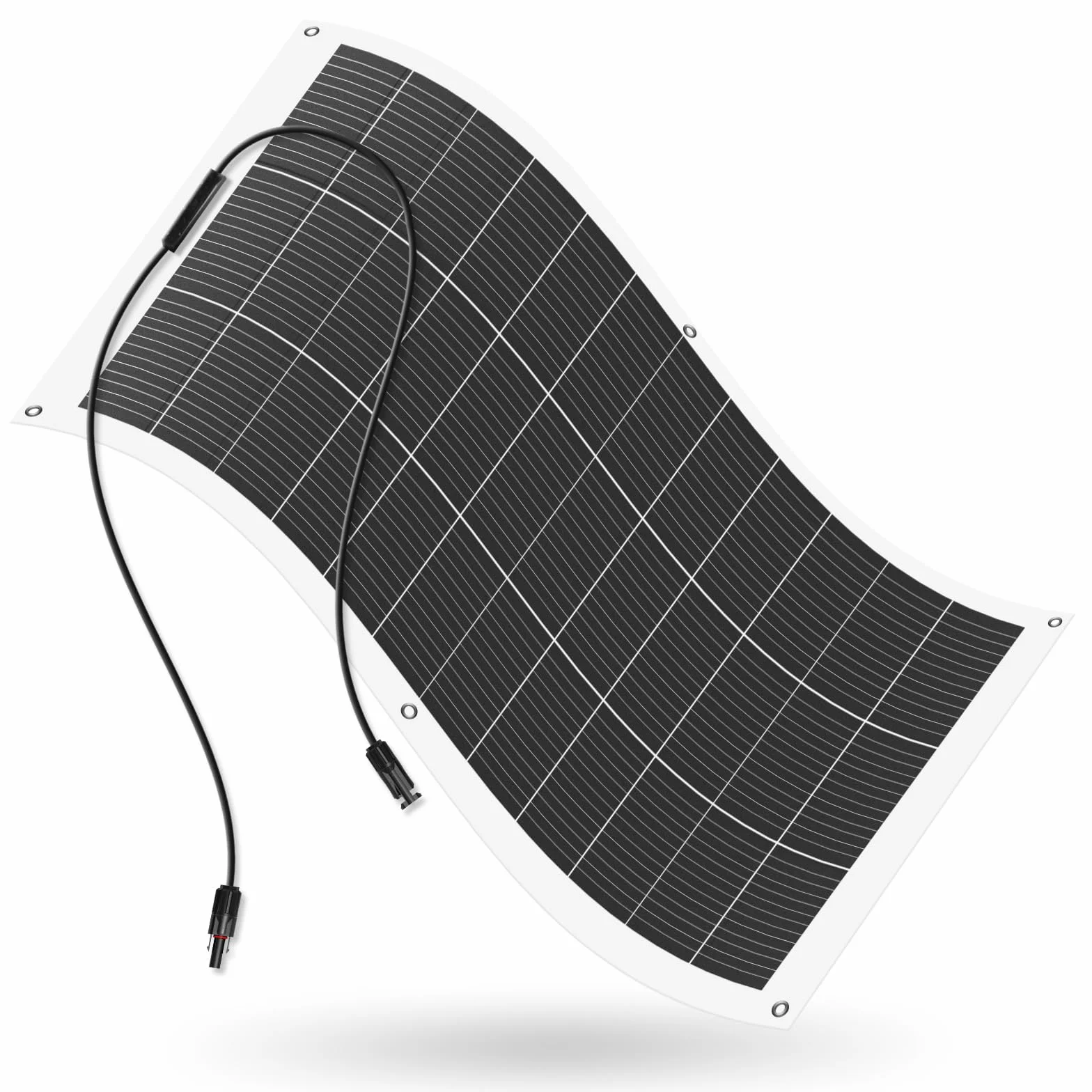 ECO-WORTHY Panel słoneczny 130 W 12 V, elastyczny monokrystaliczny panel słoneczny, moduł słoneczny z kablem ładującym do kampera, samochodu, łodzi, akumulatorów 12 V