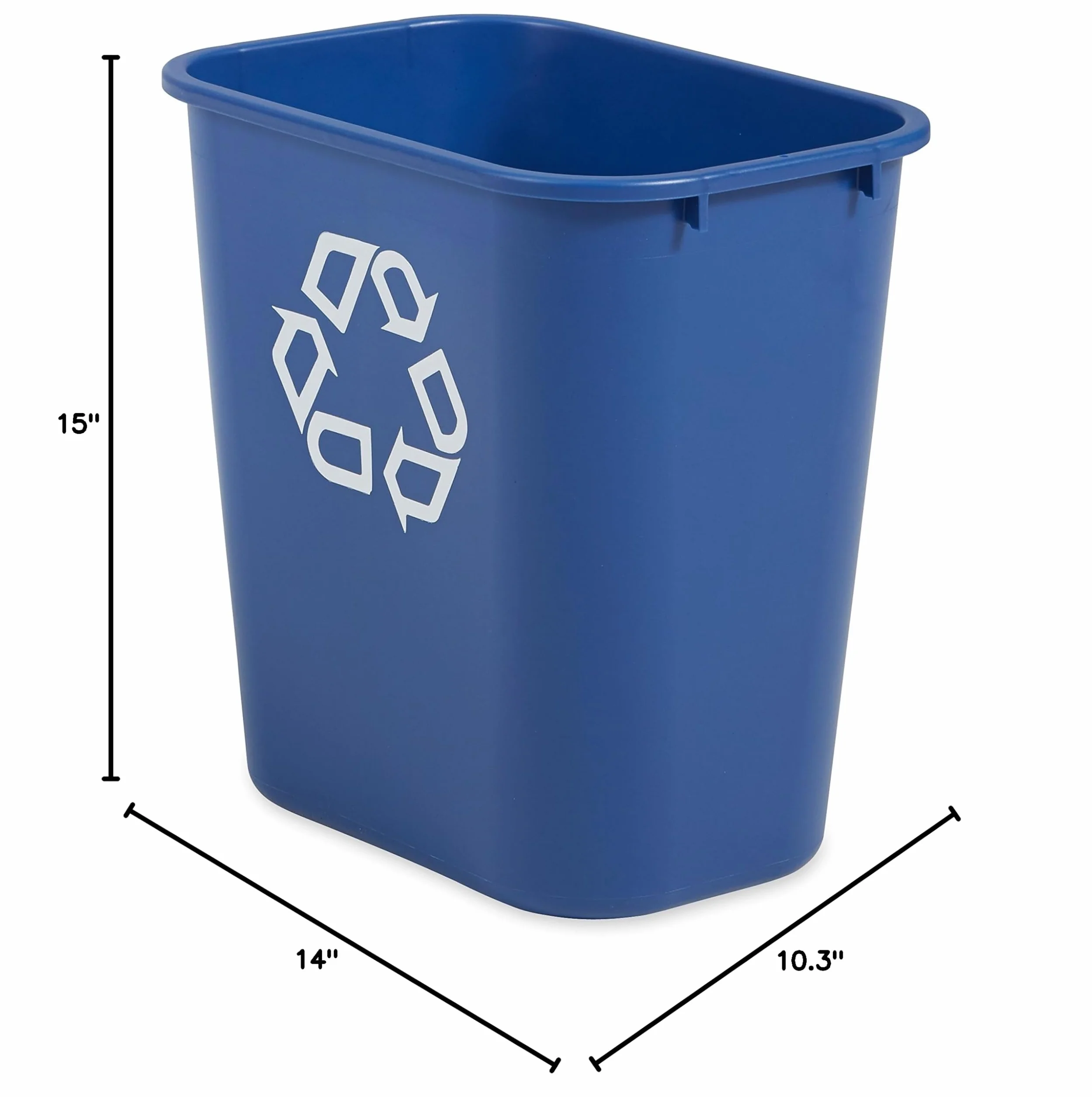 Rubbermaid Commercial Products Deskside Kosz Recyklingowy, 26 L Niebieski - Kompaktowy plastikowy kosz z niebieskim symbolem do biura, łazienki lub pod biurko - FG295673BLUE