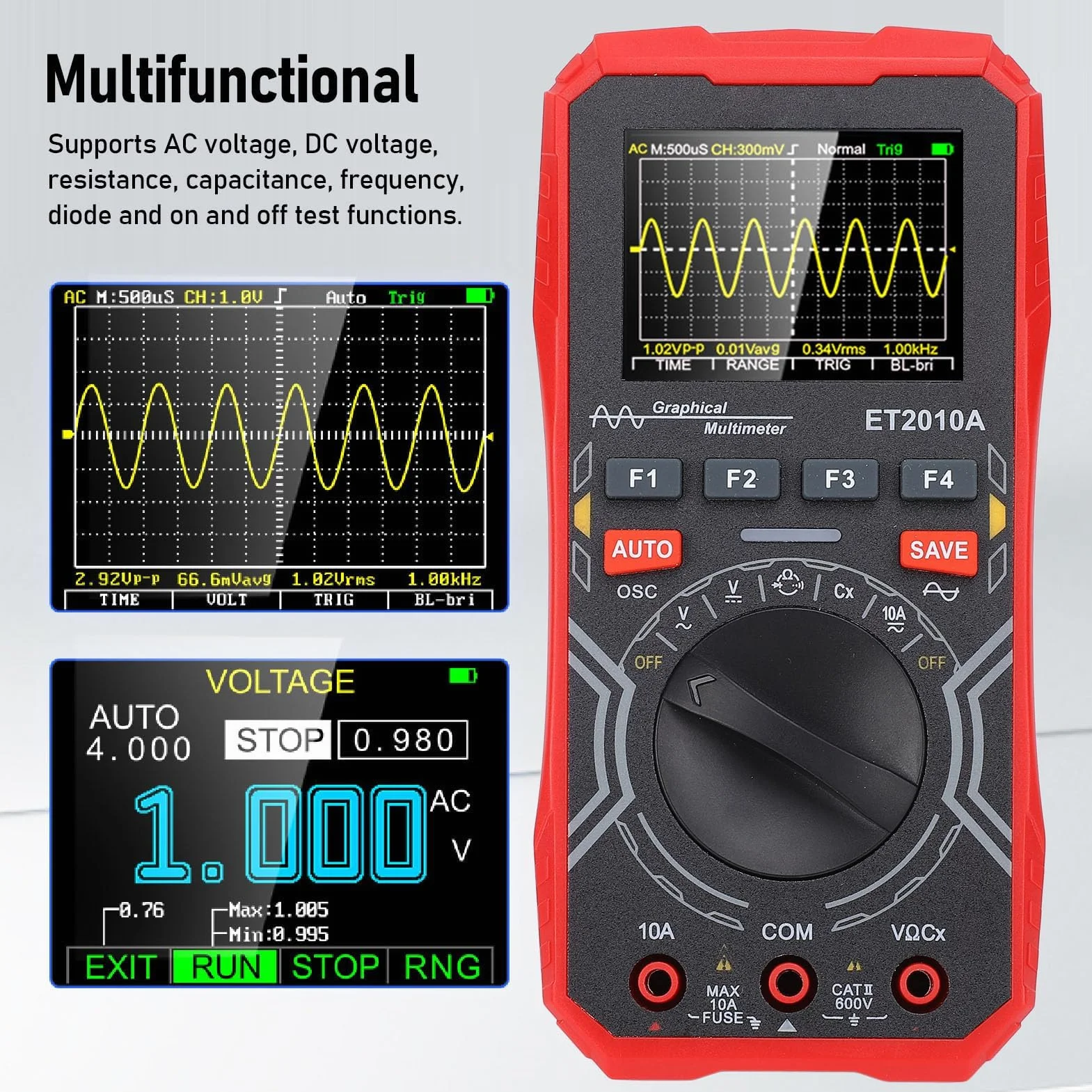 Walfront Przenośny Oscyloskop Multimetrowy 2 w 1, 1 MHz 2,5 MSPS do Testowania Elektronicznego