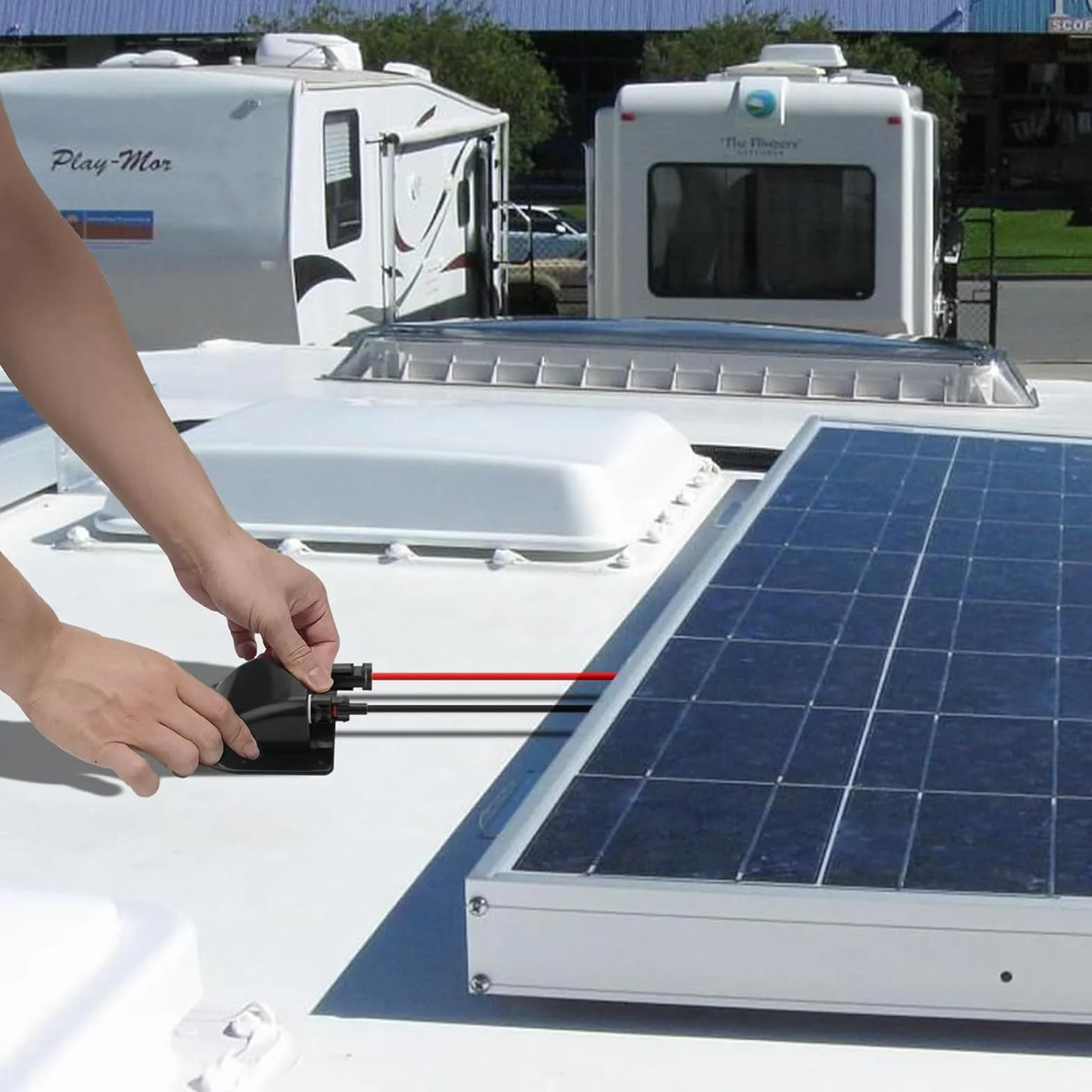 Solarny przepust dachowy ABS wodoszczelny 2 sztuki do przyczep kempingowych statków czarny