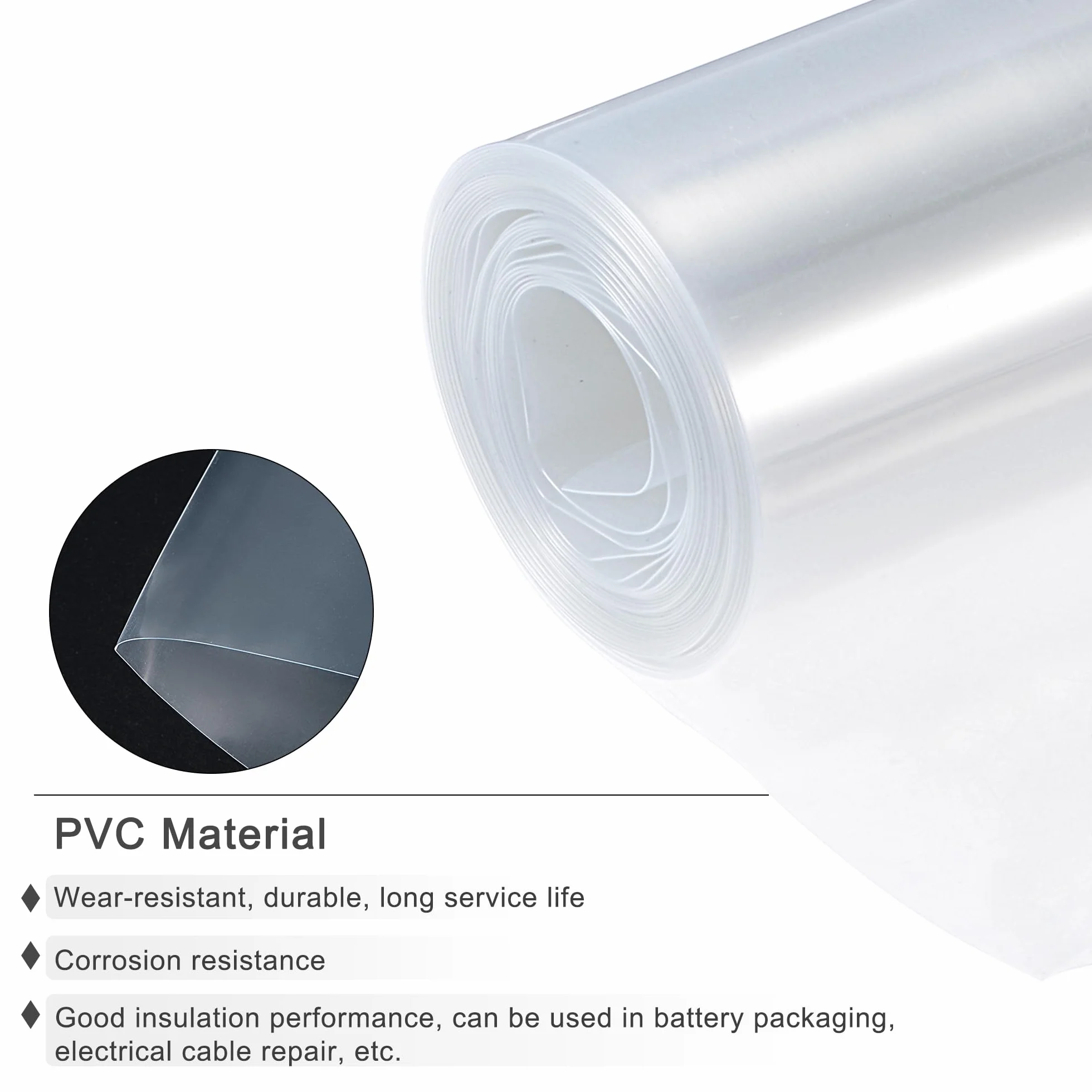 QUARKZMAN Rurka termokurczliwa, opakowanie baterii PVC, 42mm średnica 66mm płaska 5,5 metra przezroczysta dobra izolacja dla akumulatora