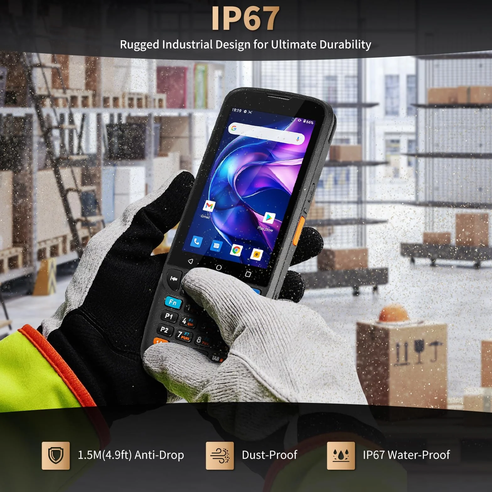 NETUM Android 11 Przenośny Skaner Kodów Q500 4+64GB Komputer Mobilny, Silnik Honeywell HS7 1D 2D, 4" Ekran Dotykowy z 23 Klawiszami, IP67 Wi-Fi 4G BT NFC PDA do Inwentaryzacji, Magazynu, Handlu