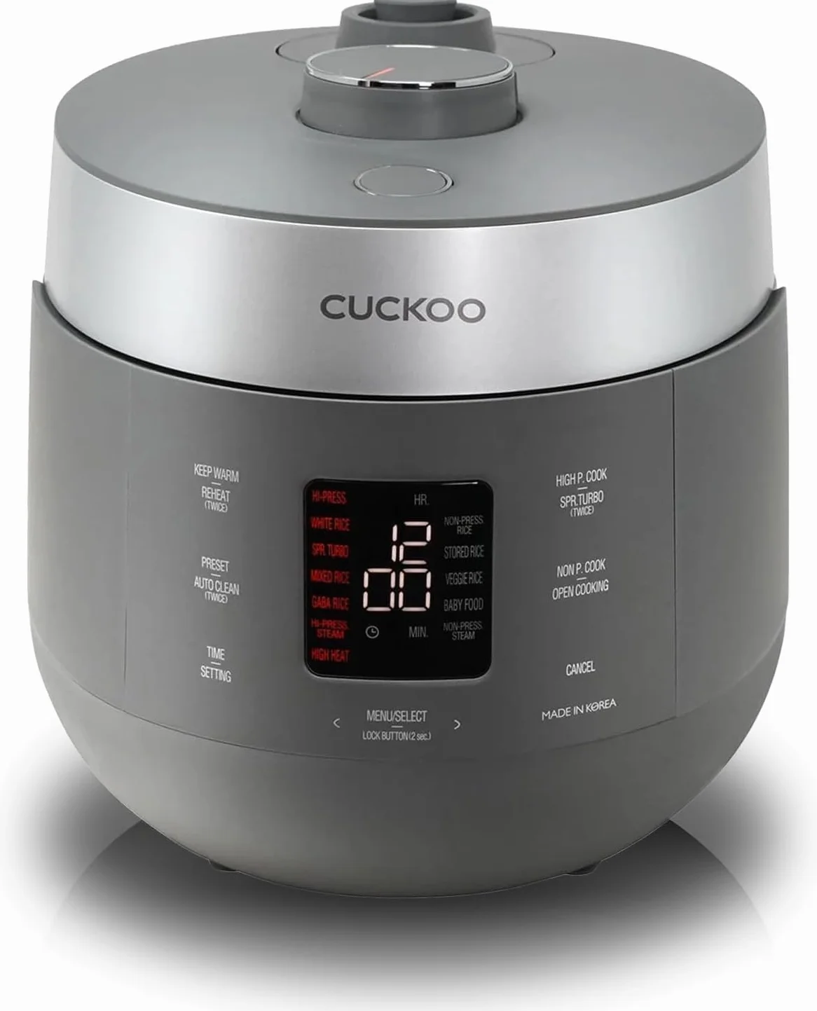 CUCKOO CRP-ST1009FW szybkowar do ryżu 20 filiżanek dwuciśnieniowy powłoka nieprzywierająca 16 opcji menu