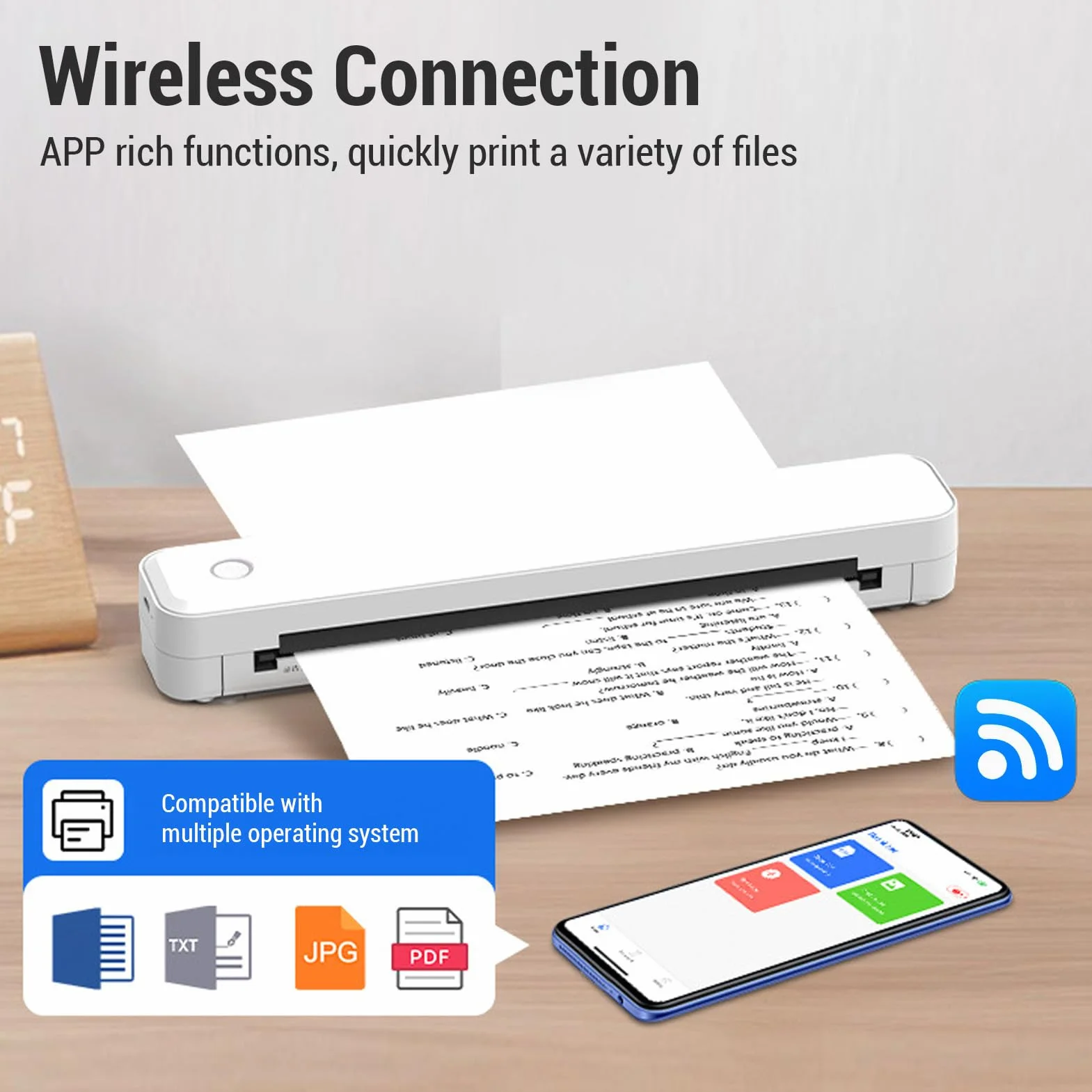 Drukarka Termiczna Przenośna 203DPI A4 A5 USB-C 2600mAh Bezatramentowa