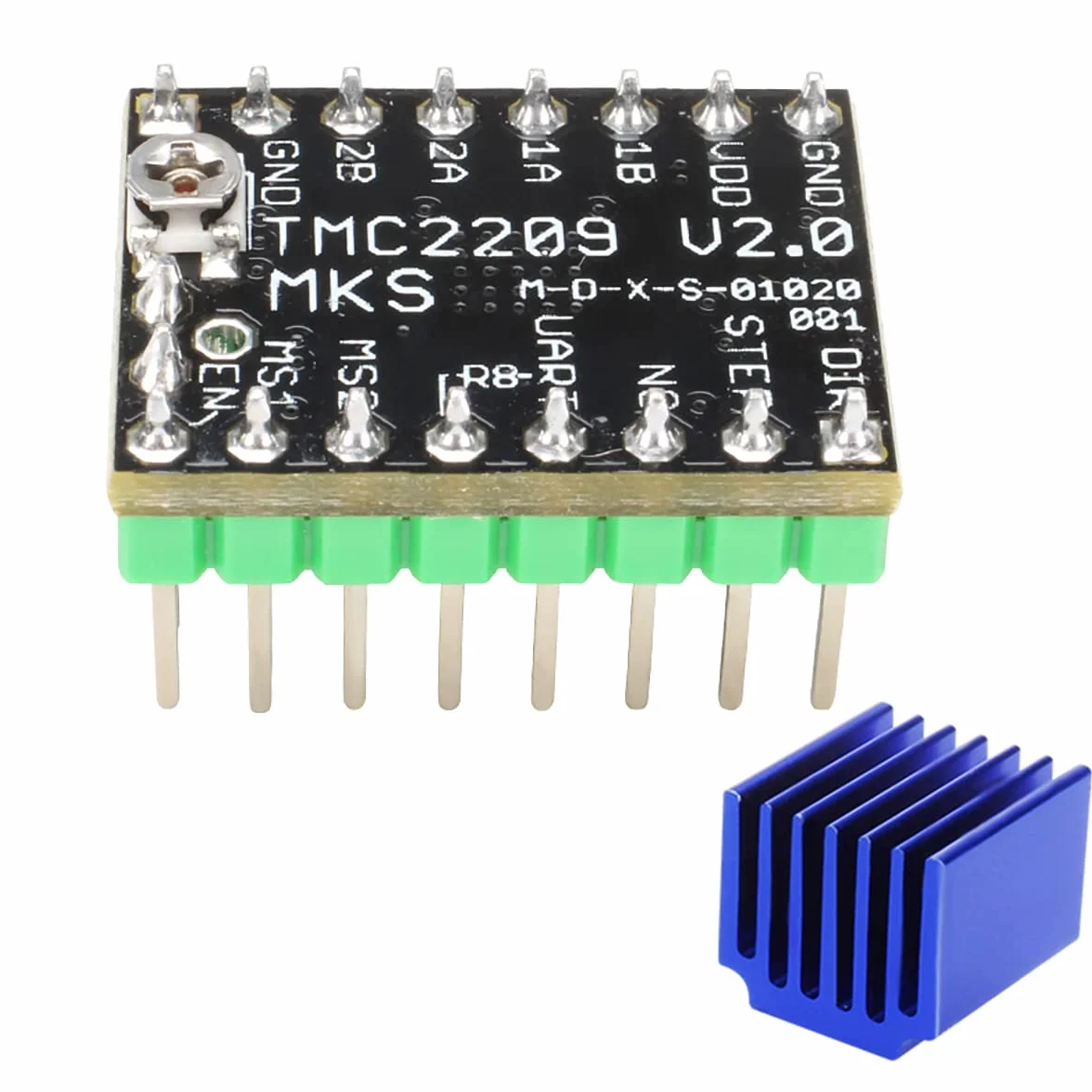 WANGCL Sterownik silnika krokowego TMC2209 z radiatorem doskonały efekt wyciszenia do drukarki 3D Park MKS Gen L/MKS SGen L/SKR V1.3