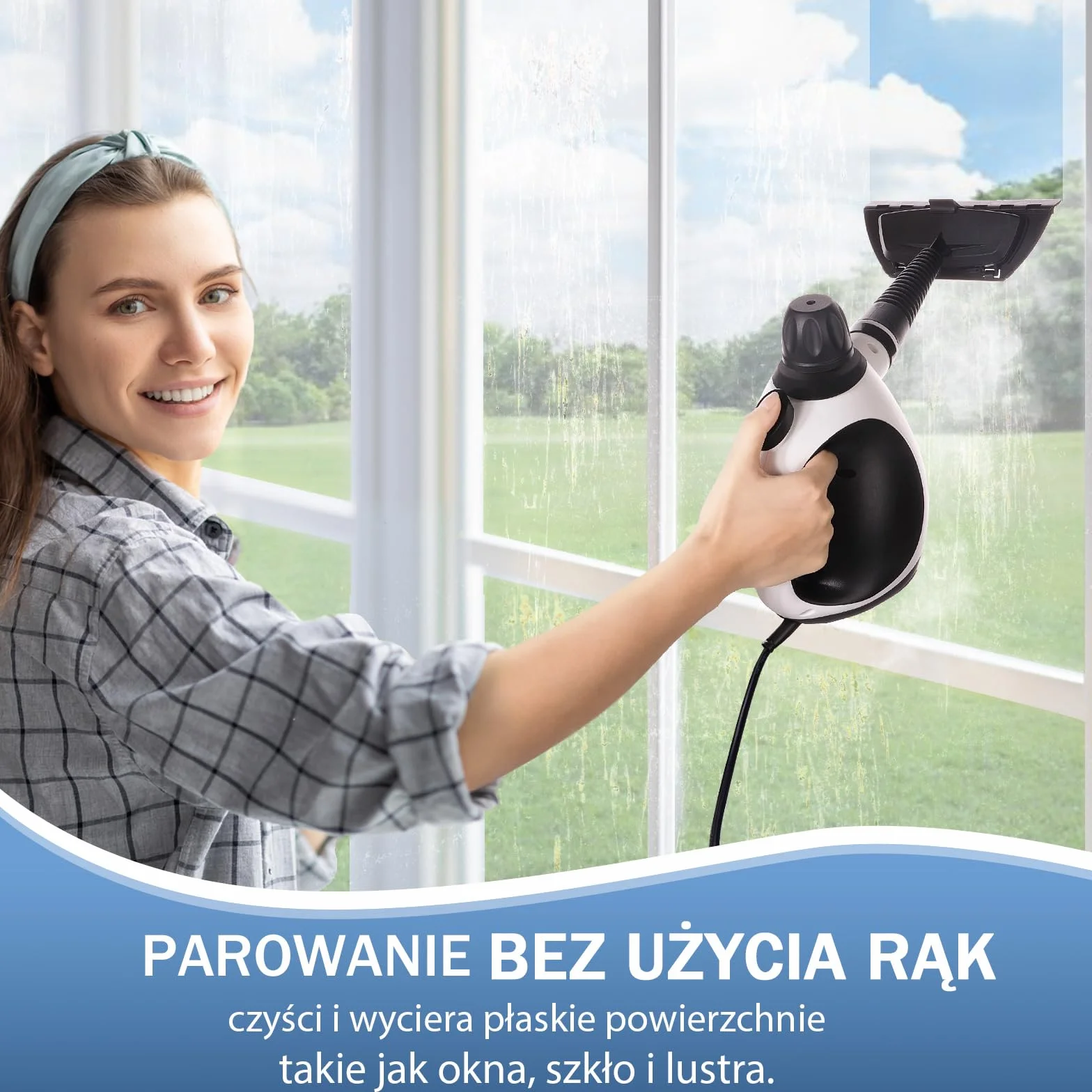 KLONA Ręczna myjka parowa do domu, wielofunkcyjna myjka parowa z 10 akcesoriami do dywanów, zasłon, sof, kuchni, łazienki i wielu innych.