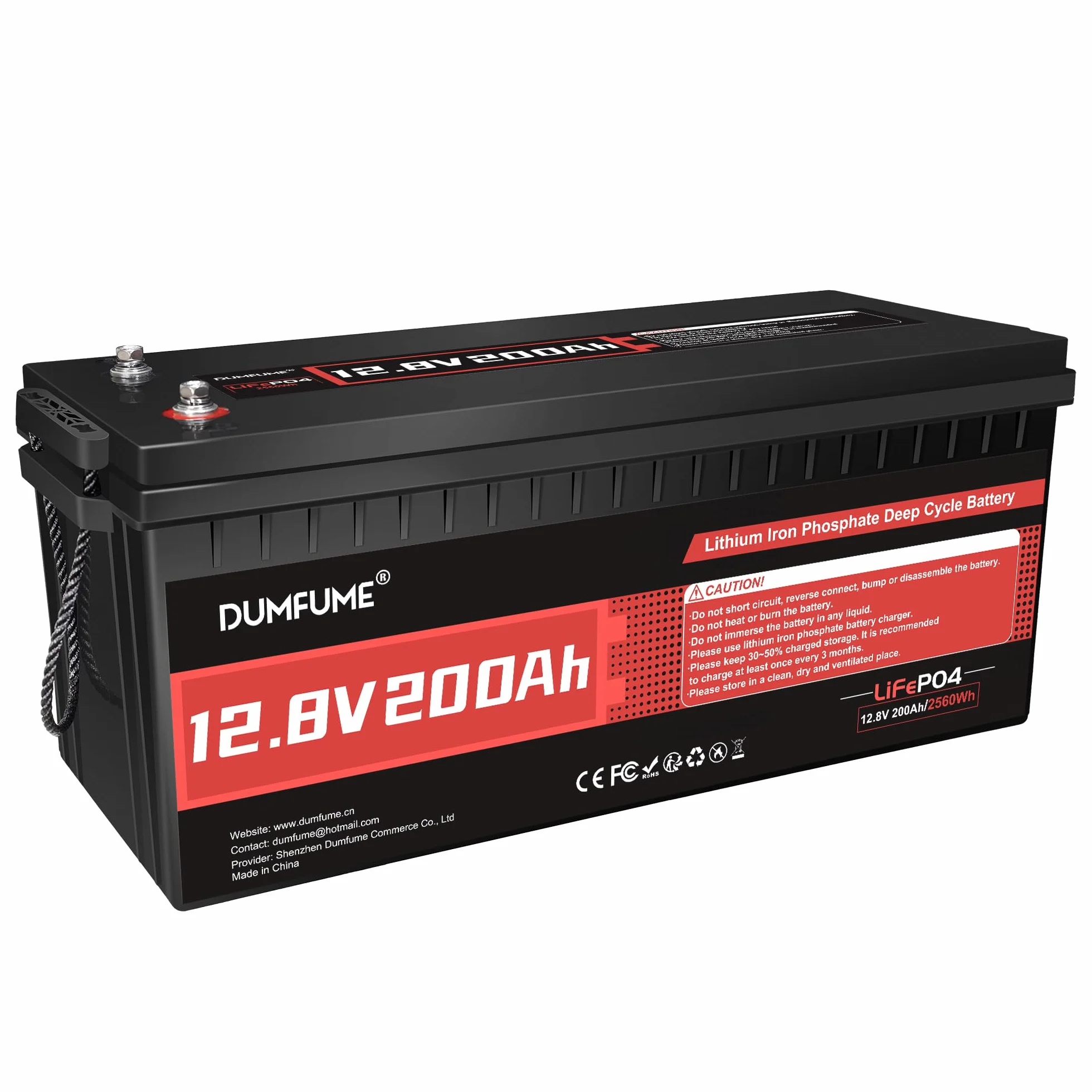 12V 200Ah Bateria Litowa LiFePO4, Pojemność 2560Wh z BMS 200A, 15000+ Cykli, Żywotność 10 Lat dla Kamperów, Systemów Solarnych, Kampingu & Zastosowań Off-Grid