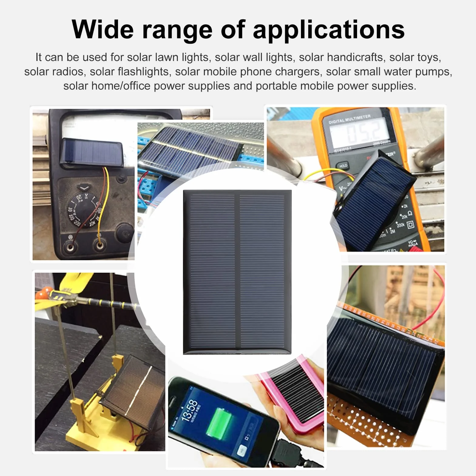 Mikro panele solarne z przewodem, 5 V, 200 mA, zestaw fotowoltaicznych ogniw solarnych, 110 x 60 mm, 5 sztuk