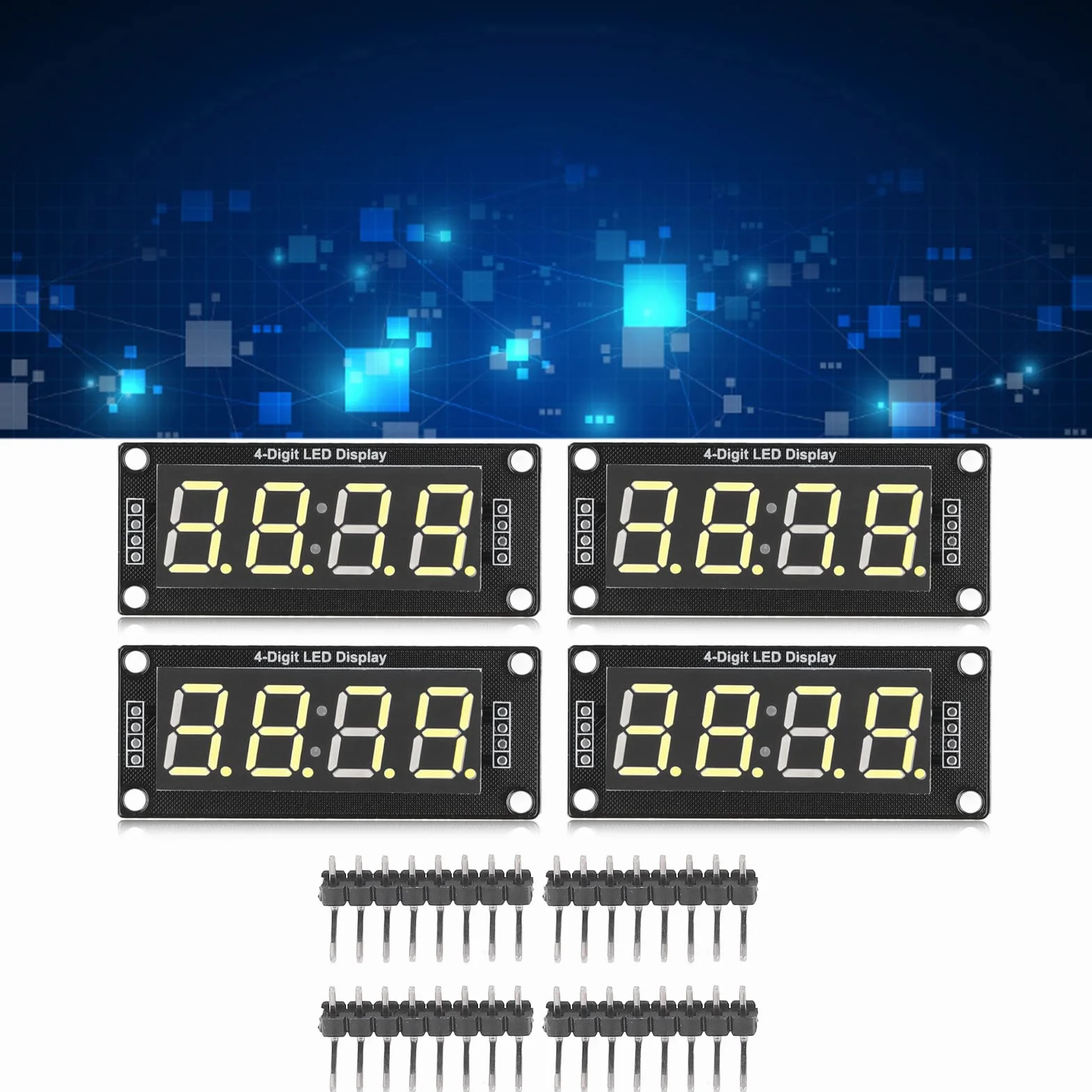 4 Zestaw 4-cyfrowy Cyfrowy w Kształcie Tuby Cyfrowy Moduł Segmentowy Tablica Wyświetlacza LED 7 Segmentowy Moduł Zegara TM1637 Moduł 0,56 Cala;(Żółty MRA041E)