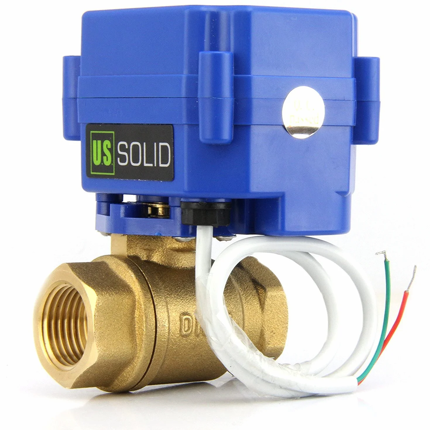 U.S. Solid 1" Zawór silnikowy Mosiądz 2-drożny elektryczny zawór sphere z napędem, 9-24V AC/DC, 2 przewody, automatyczny powrót NC