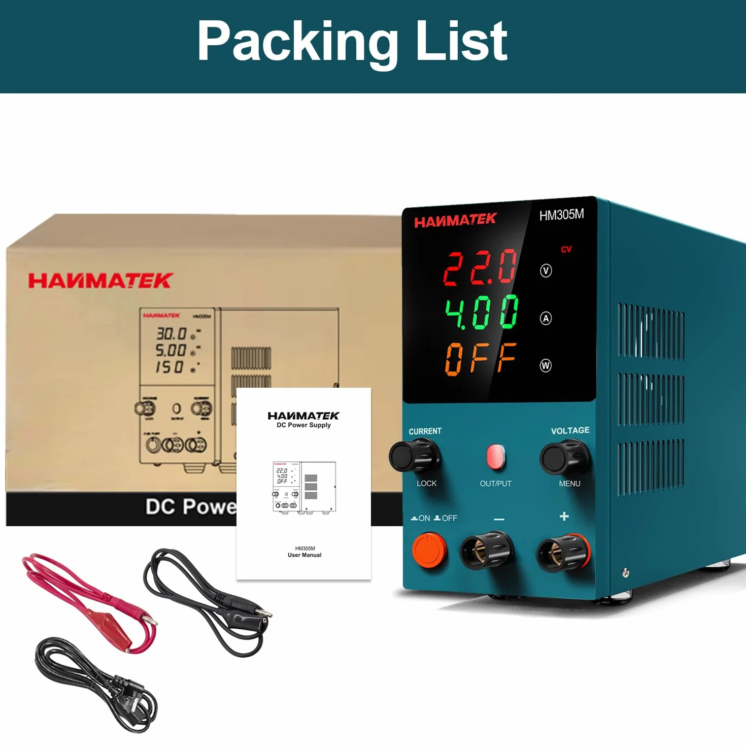 HANMATEK HM305M Zasilacz laboratoryjny regulowany przełącznik 30 V/5 A wyświetlacz LED regulowany zasilacz laboratoryjny