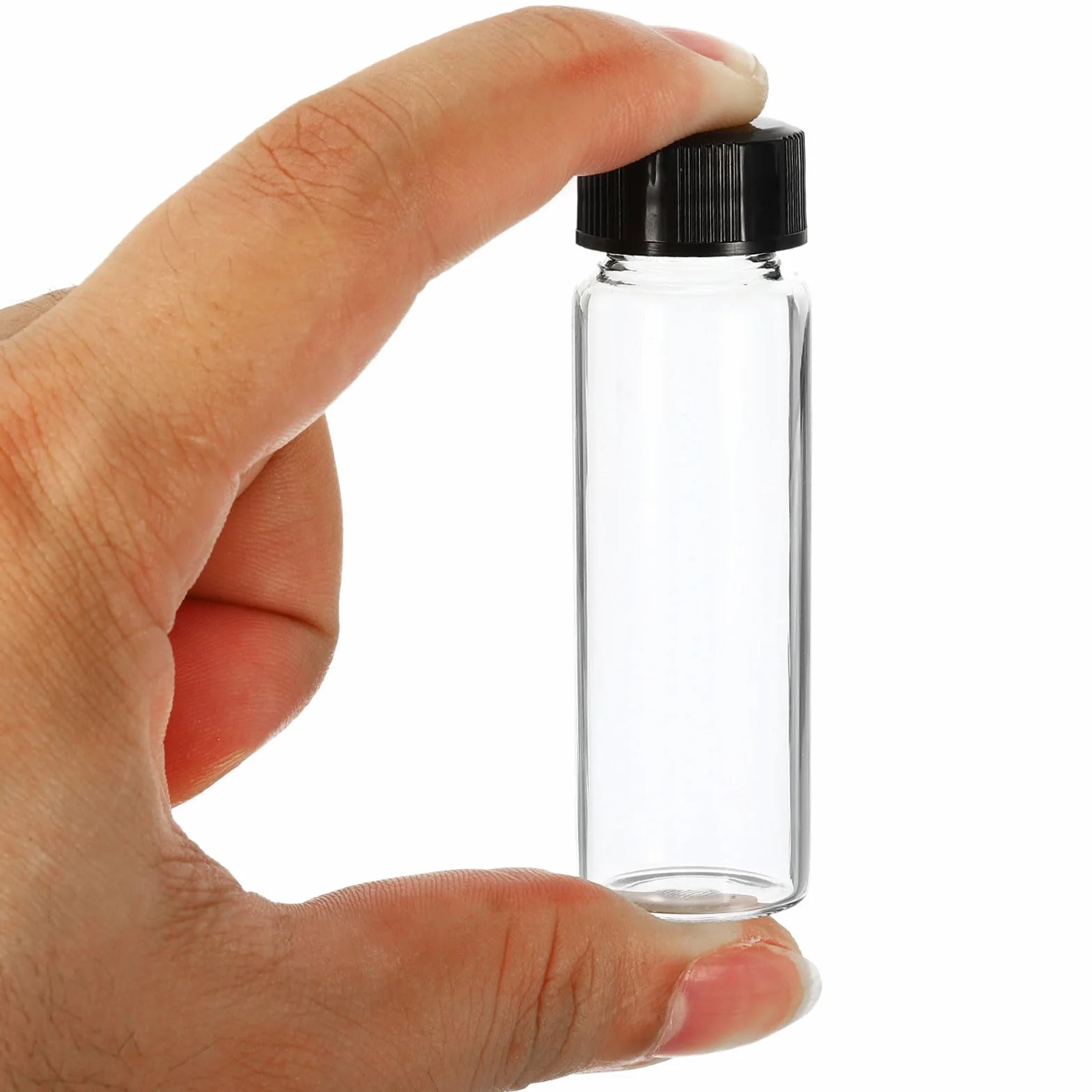 PATIKIL Butelka z odczynnikiem 15 ml, 24 szt. okrągłe szklane butelki z plastikową zakrętką, przezroczysta czerń