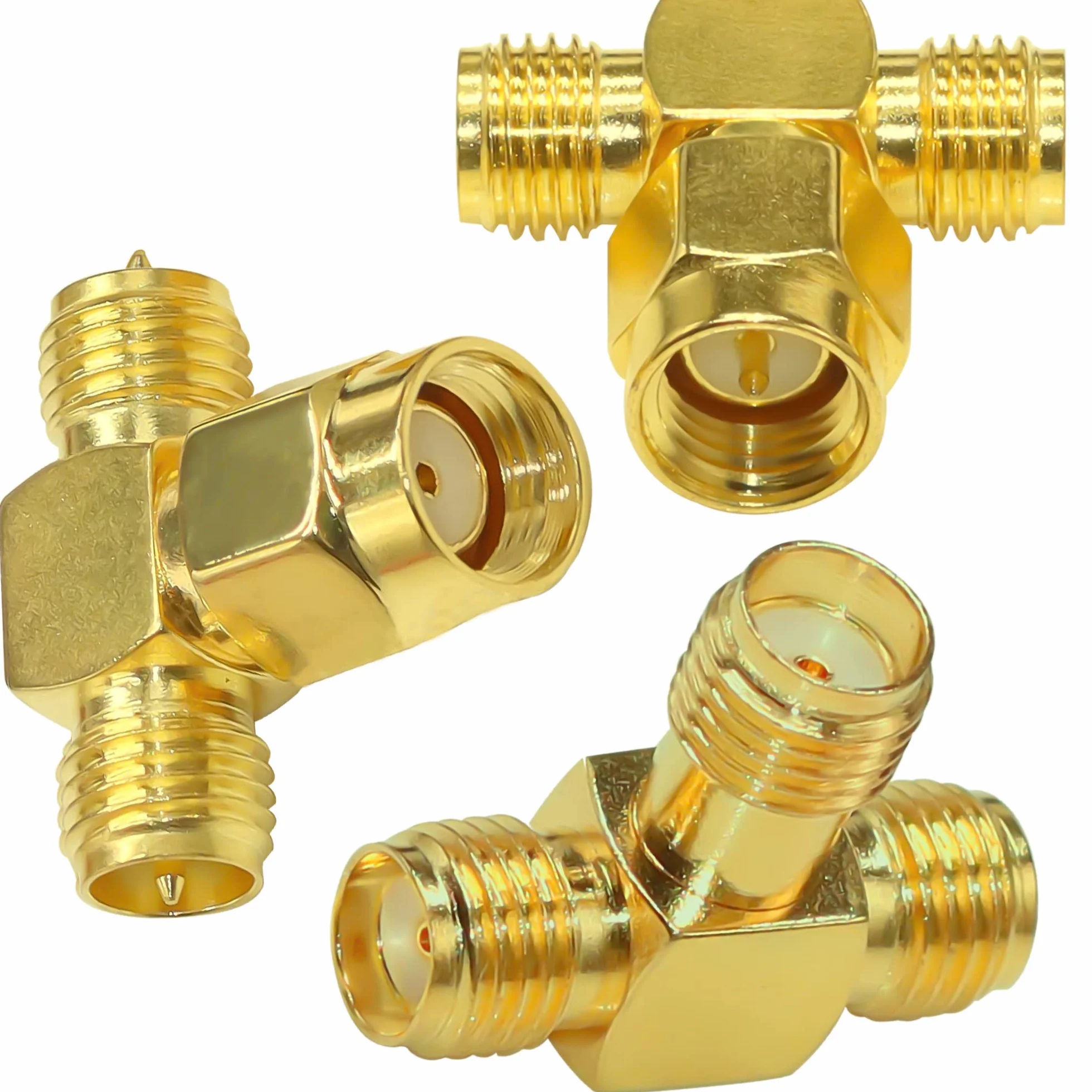 TUOLNK SMA Splitter Anschluss SMA/RP SMA Stecker auf Dual SMA/RP SMA Buchse HF Triple T Adapter SMA Anschluss mit umgekehrter Polarität 3 Wege Pack mit 3
