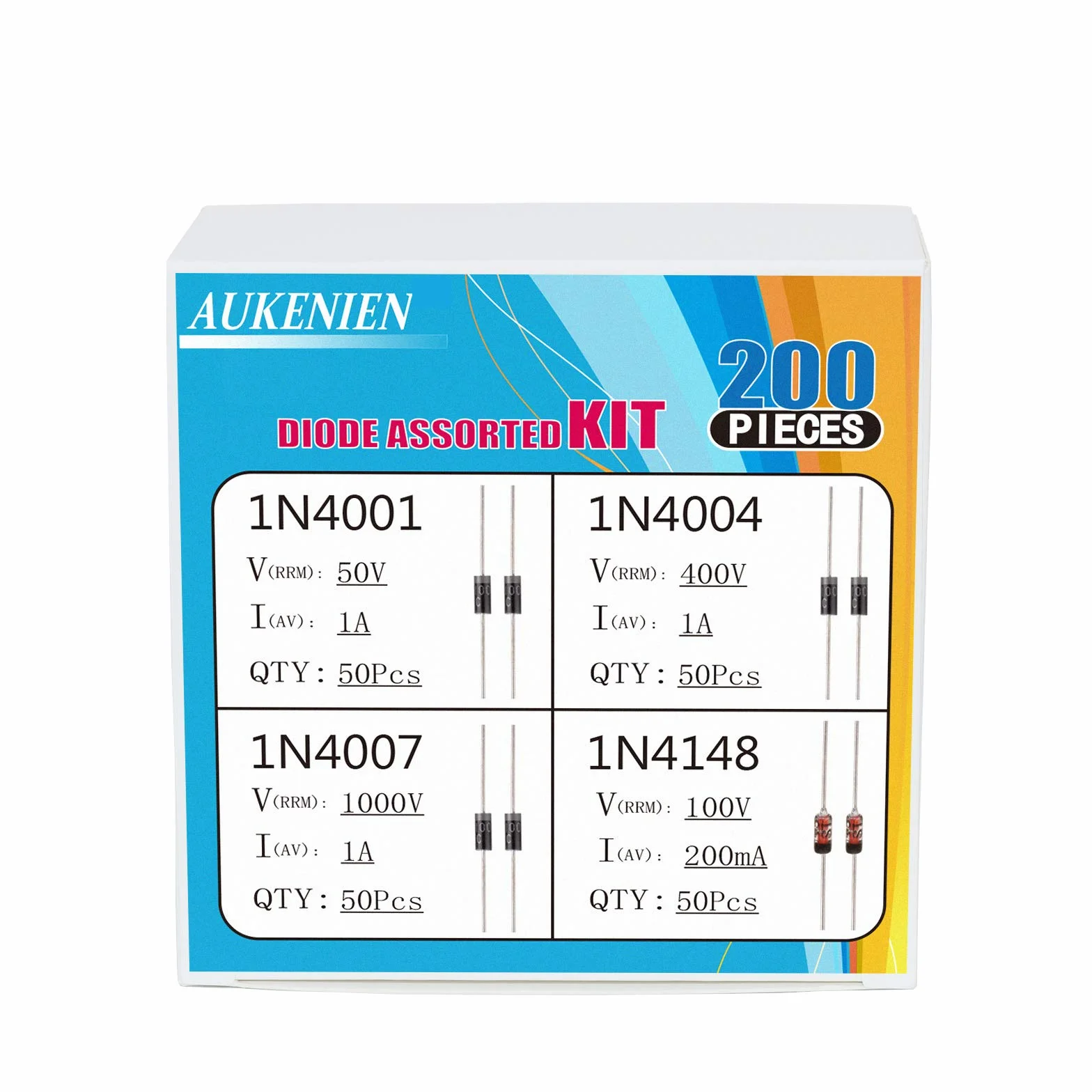 Zestaw diod 1N4148 1N4001 1N4004 1N4007 200 sztuk