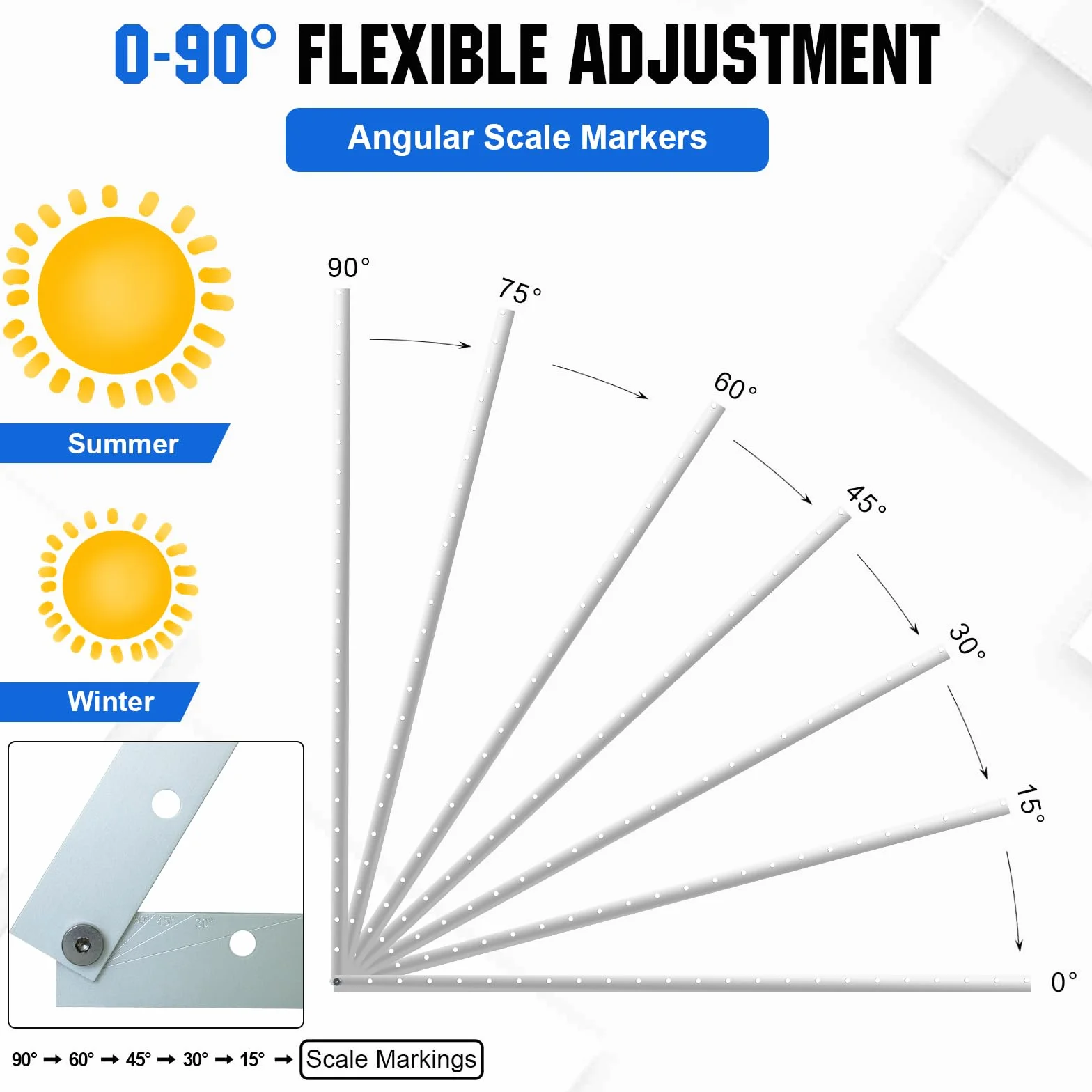 ECO-WORTHY uchwyty do paneli słonecznych 114 cm, aluminiowe mocowanie, regulowany kąt 0-90°, 100-800 W, zestaw