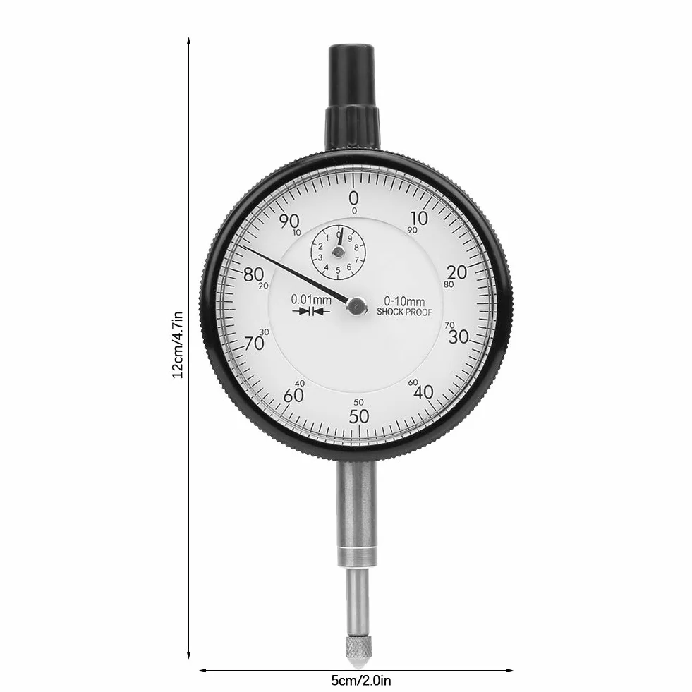 Wskaźnik tarczy, narzędzie pomiarowe, dokładność 0,01 mm, zakres 0-10 mm, wyświetlacz mechaniczny, aluminiowa obudowa