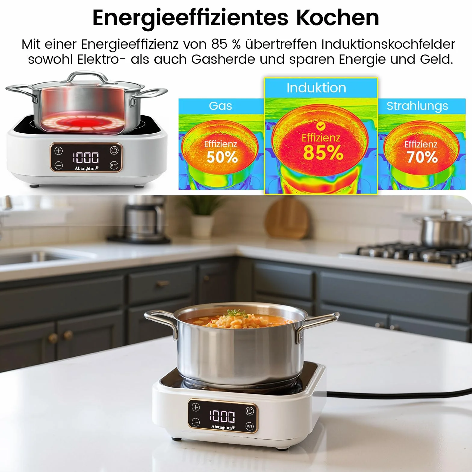 Płyta indukcyjna 1000 W 7 poziomów mocy AJ350 (18F) do przyczep kempingowych