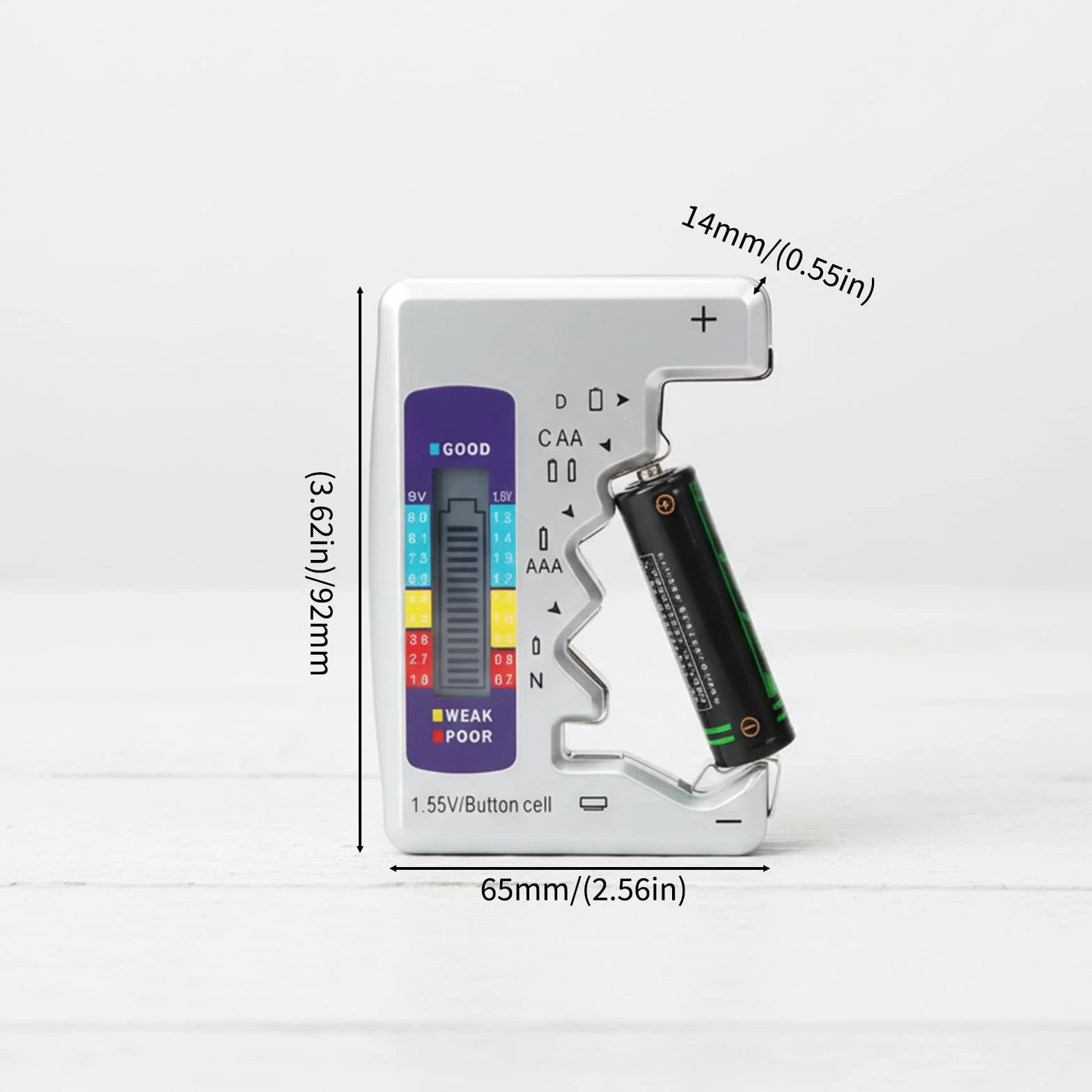 Digital Battery Tester - Tester Baterii Dla Wszystkich Baterii (AAA, AA, C, D, 9V) Z Wyświetlaczem LCD