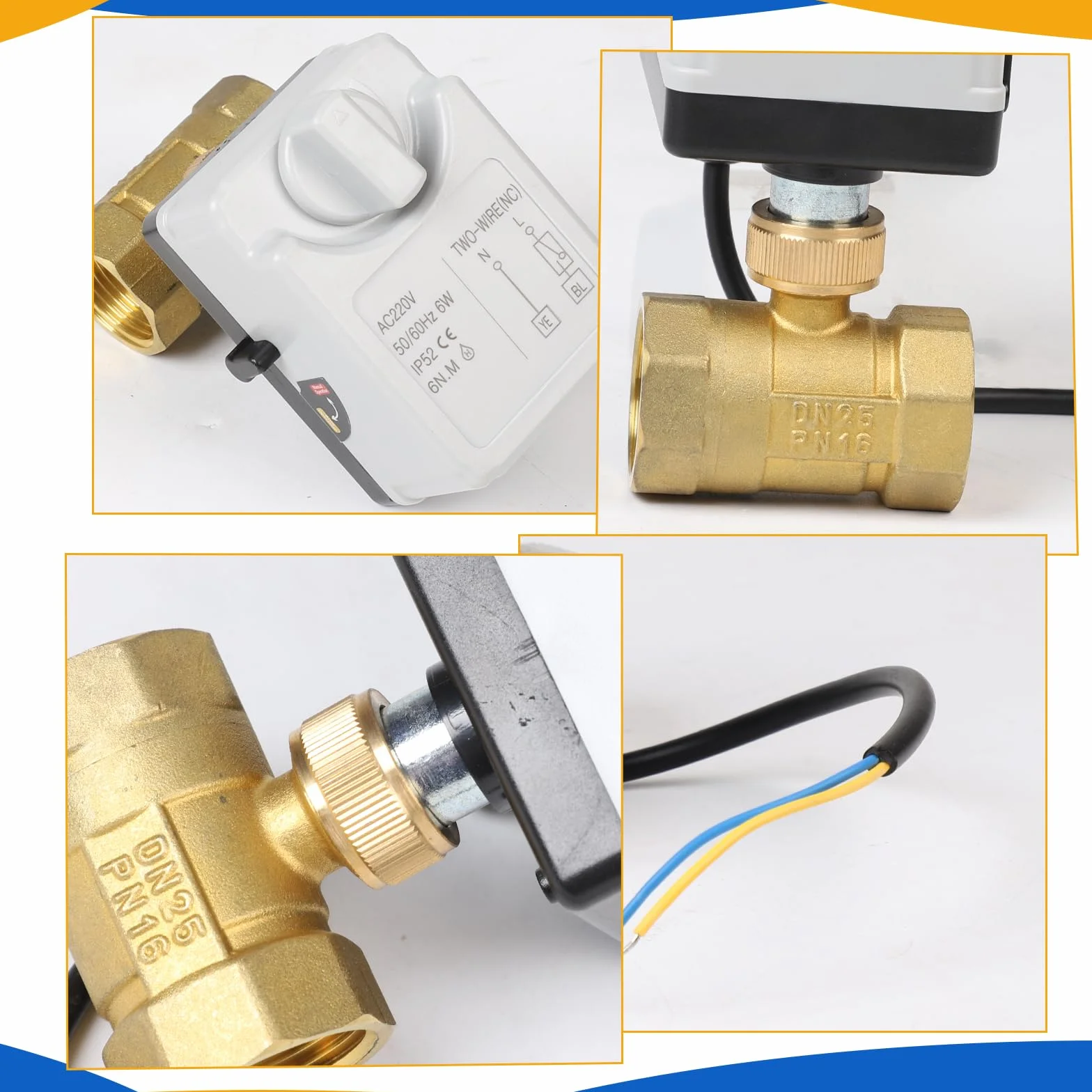 SWAWIS 2-drożny zawór kulowy silnika z funkcją ręczną, zawór magnetyczny 230 V DN25, zawór kulowy, zawór wodny, elektryczny zawór silnikowy