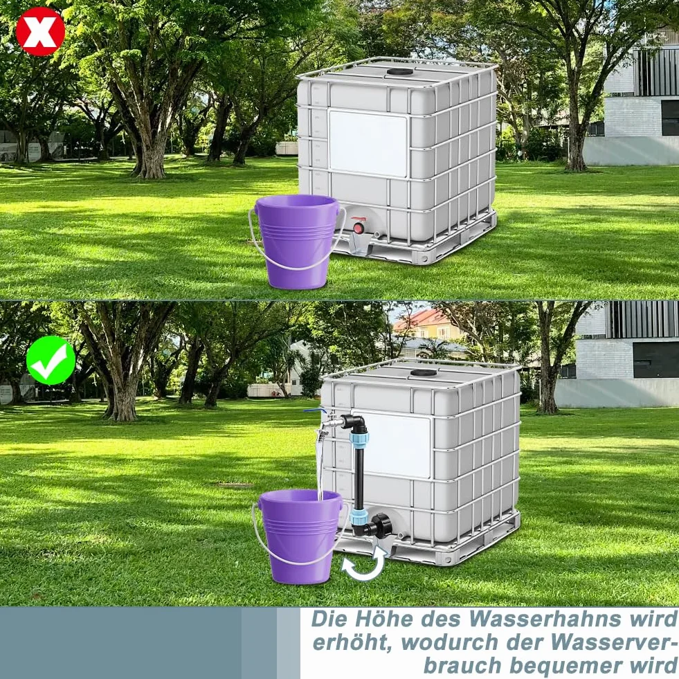 IBC kran spustowy 3/4" S60 x 6 kurek odcinający adapter do zbiornika na wodę deszczową
