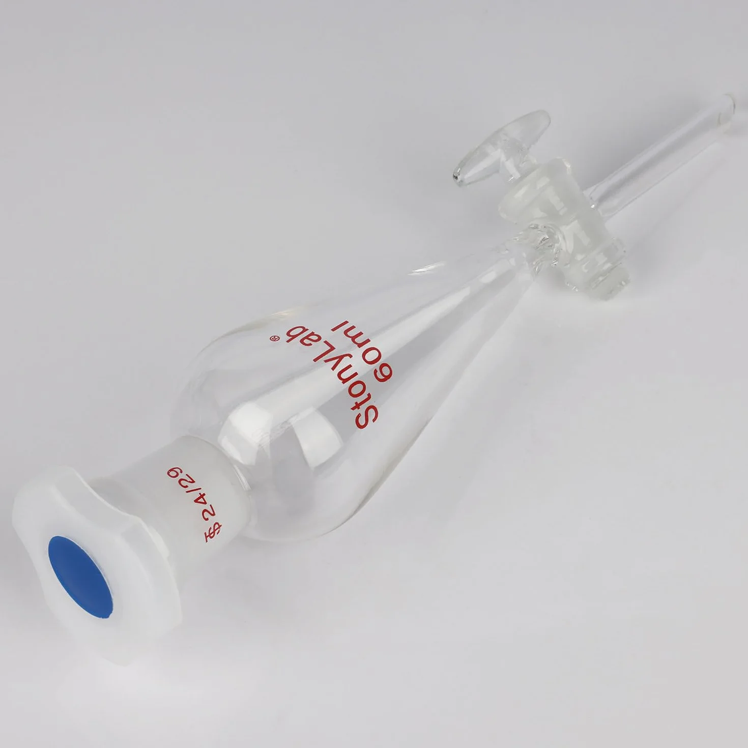 Rozdzielacz z Zaworem Szklanym 60 ml Borokrzemianowego Szkła Lejek 24/29