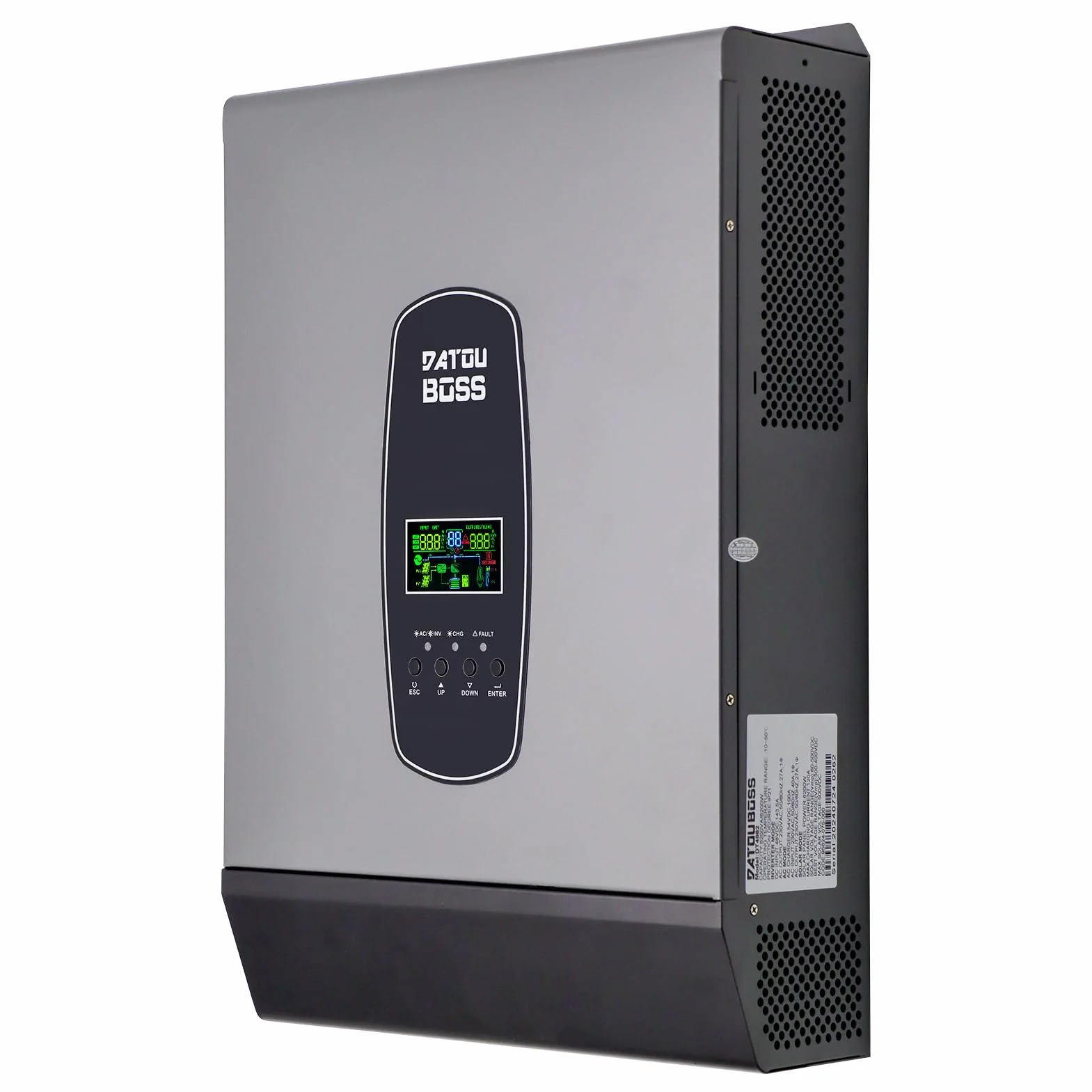 DATOUBOSS 6200 W hybrydowy falownik 48 V DC do 220/230 V, czysta fala sinusoidalna, MPPT 120 A