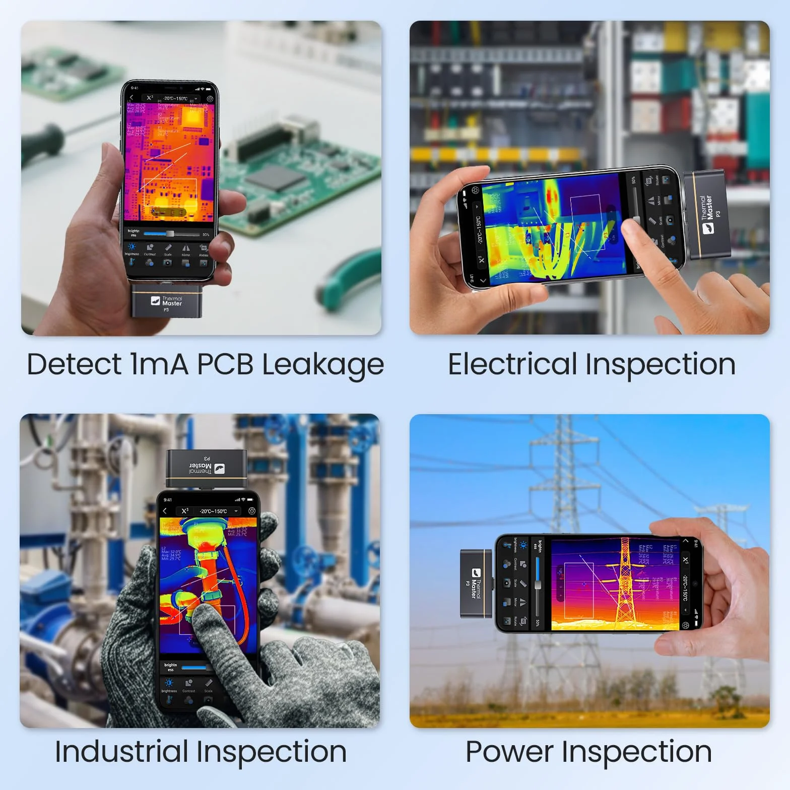 Kamera termowizyjna P3 do iPhone i Android kamera na podczerwień, regulowany obiektyw, super rozdzielczość IR 512 x 384, -20℃-600℃, kamera termowizyjna do kontroli PCB