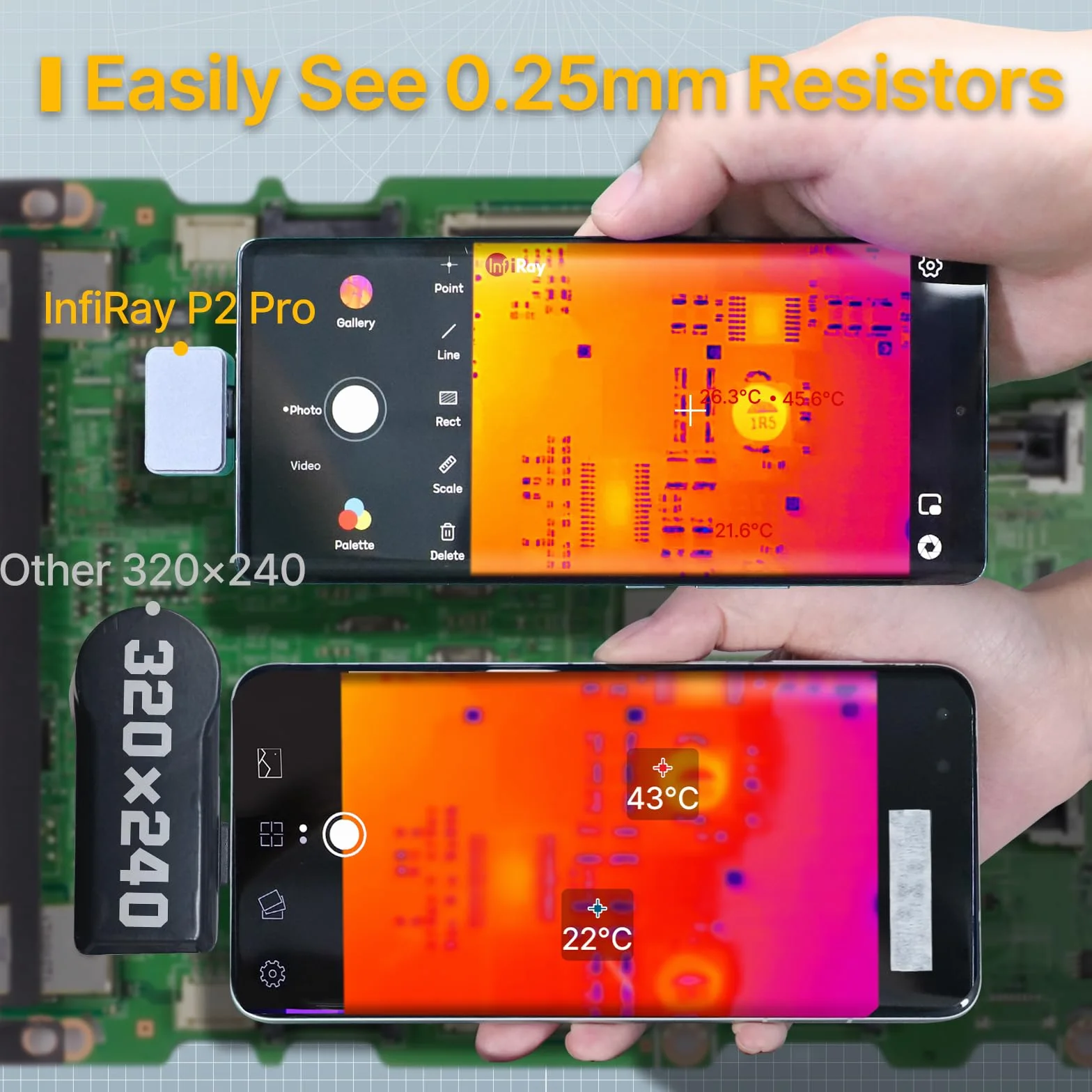 Kamera Termowizyjna Infiray P2 Pro Z Magnetycznym Makroobiektywem Dla Smartfonów Z Systemem Android Typu C, W Pełni Metalowa Konstrukcja O Rozdzielczości 256 X 192 I Częstotliwości Odświeżania 25 Hz