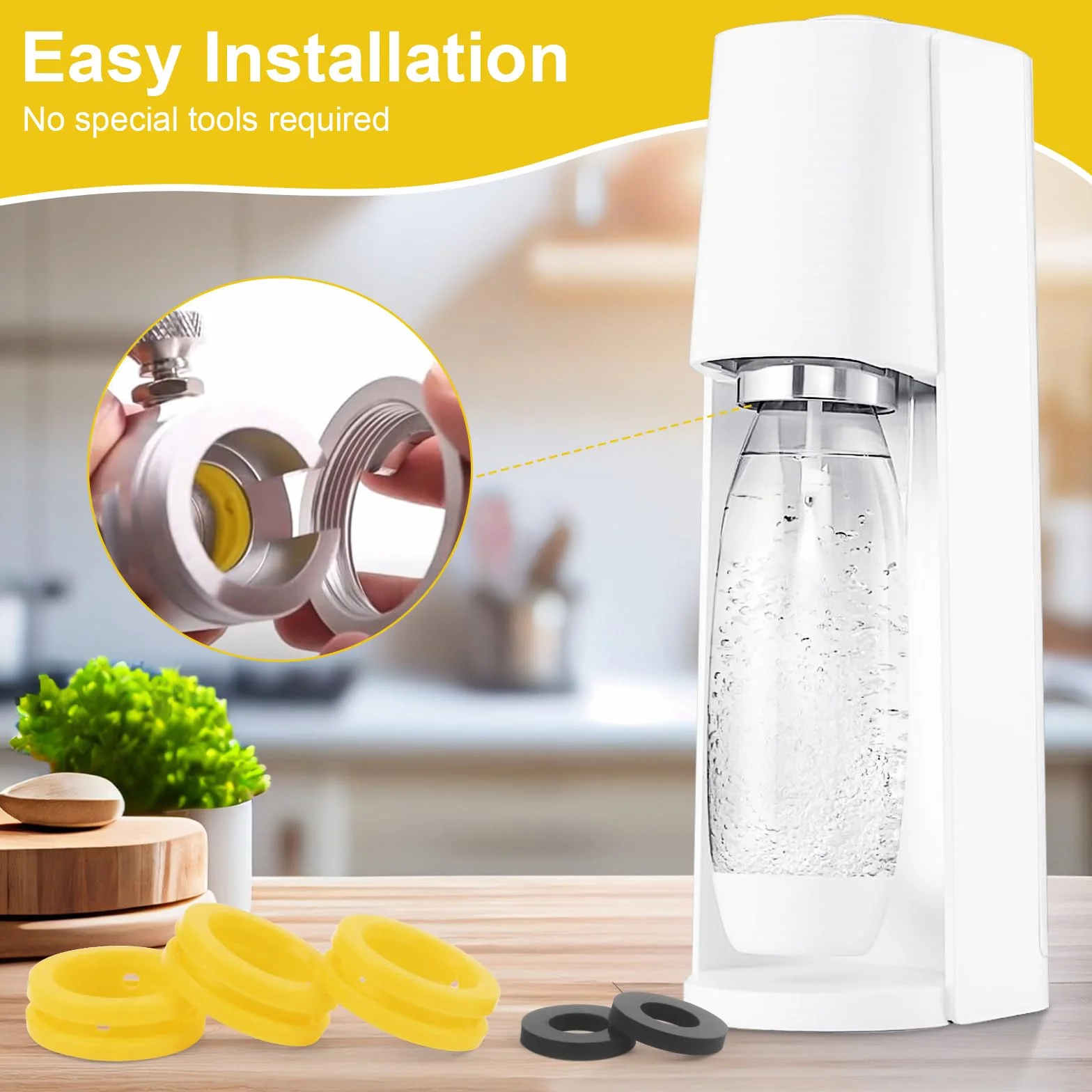 Sodastream 5 sztuk części zamienne, 1,9 x 1 x 0,3 cm / 3 x 2 x 1 cm, ogólna wymiana pierścienia O-ring, uszczelki zamienne (żółte i czarne), uszczelka