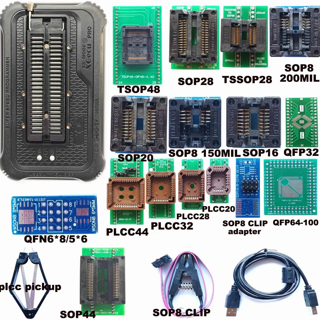 T76 Programmer 15 adapterów kompatybilnych z XGecu T56 T48 TL866II zamiennik Eprom ISP IC Chip SOP PIC NAND Flash EMMC QFN QFP GAL CPLD VGA BGA Socket