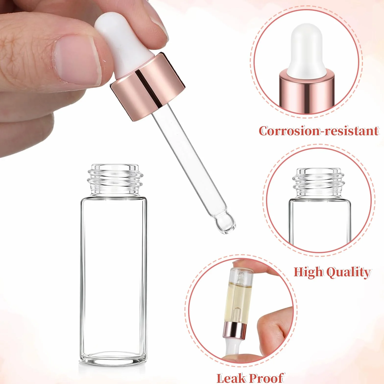 Szklane butelki z zakraplaczem 3 ml 5 ml mini 25 szt. do olejków eterycznych