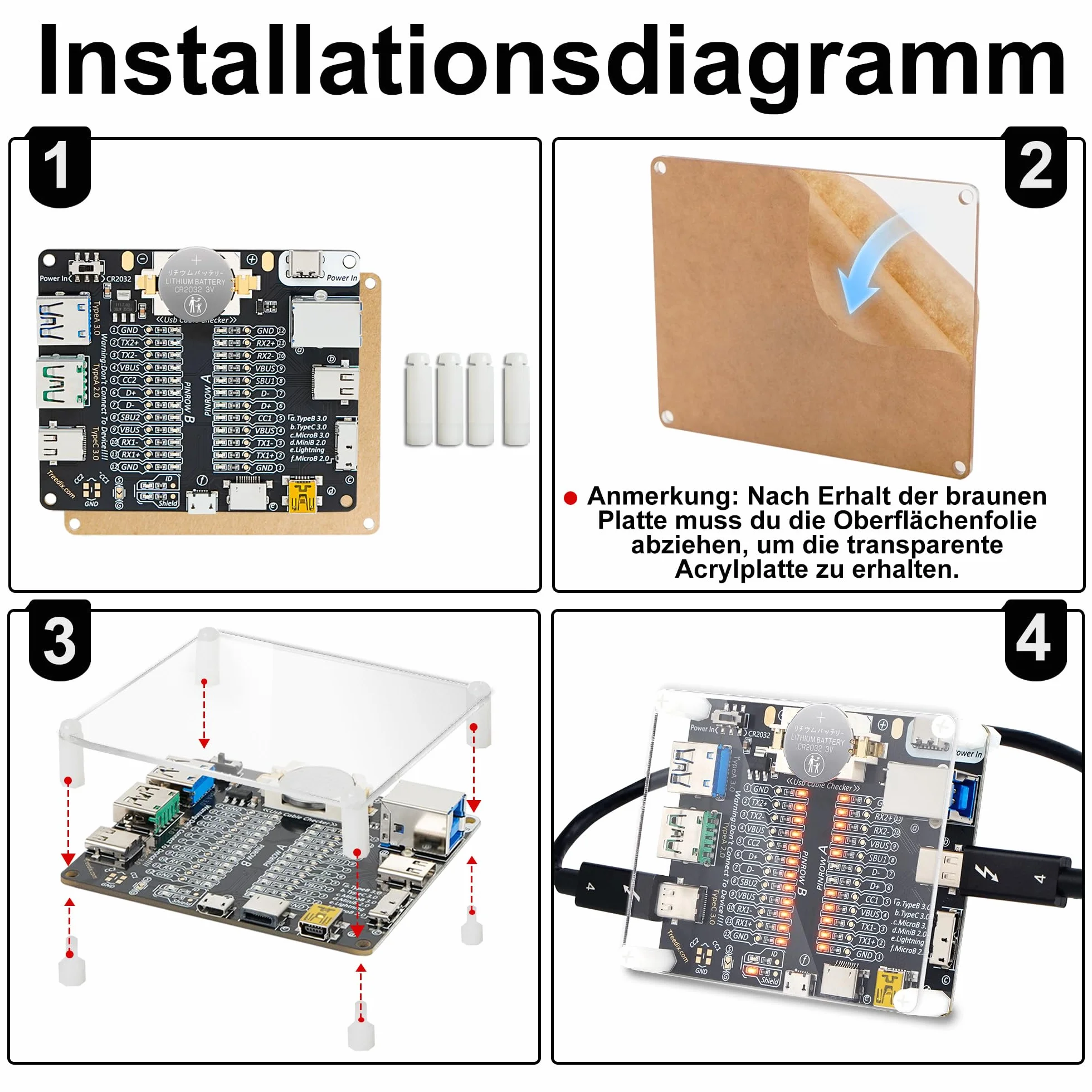 Treedix usb Tester - Płytka Kontrolna do Testowania Kabli