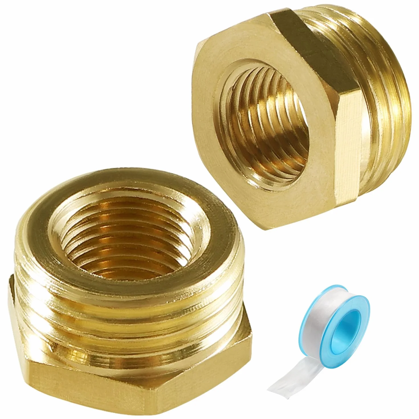 Redukcja Mosiężna G1/2 na G1/4 Adapter Redukcyjny Sześciokątny z Taśmą Surowcową