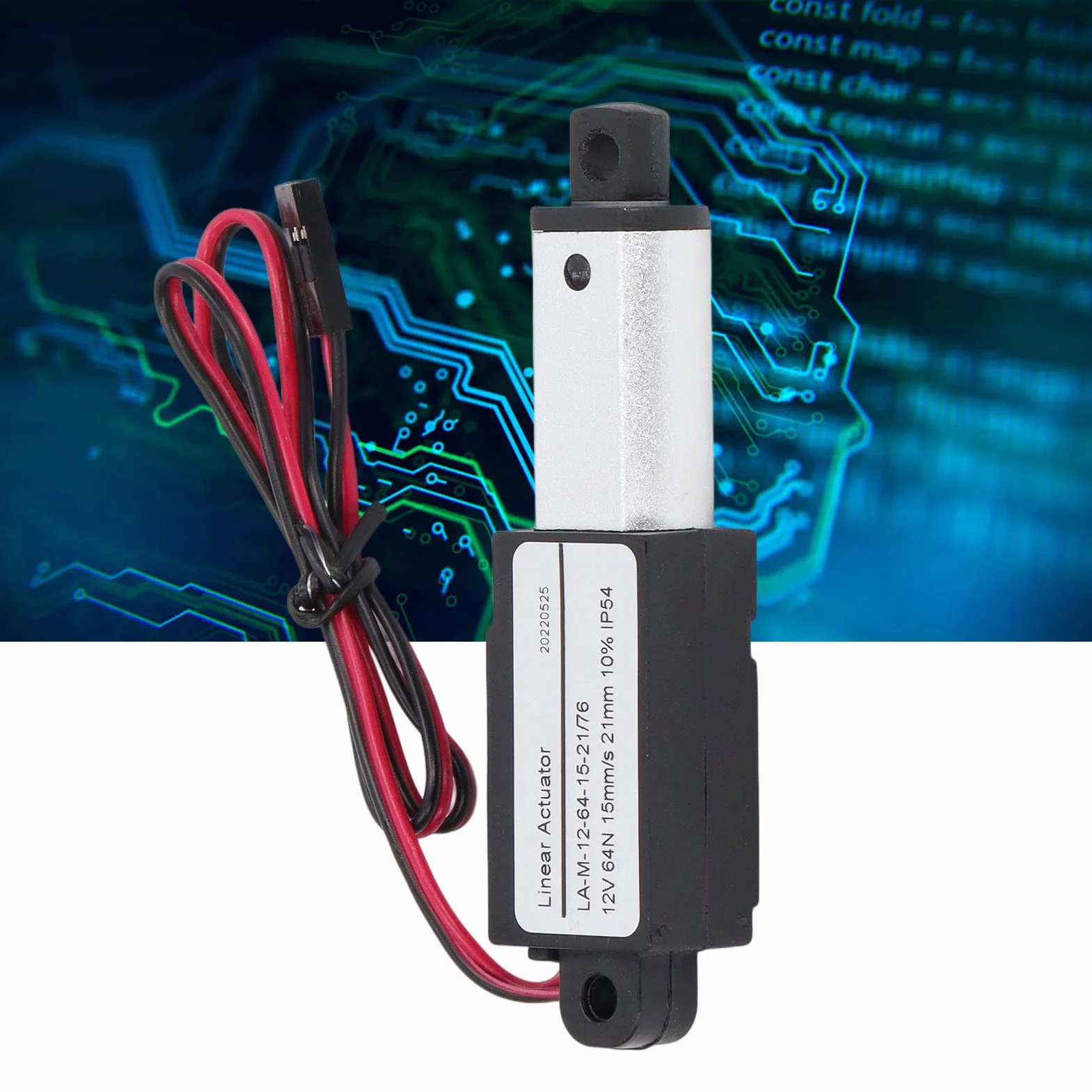 Mini Elektryczny Siłownik Liniowy 12V 64N 15mm/s IP54 21mm