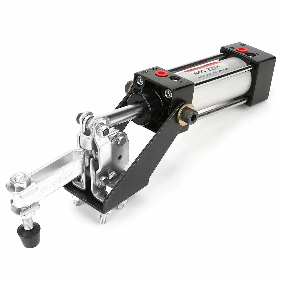 Pneumatische Klemme, 300 mm GH-12130 Professioneller Zylinder Pneumatische Niederhalteklemme Lufteinlassschnittstelle: M10 Zylinderspezifikation: SC32 * 50 Maximaler Arbeitsdruck: 9 kgf/cm² （0,9 mpa）