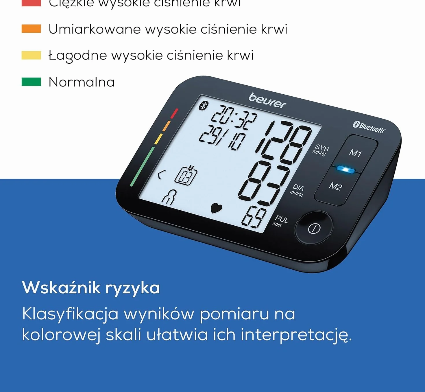 Beurer BM 54 Ciśnieniomierz naramienny, wyświetlacz XL, wykrywanie arytmii, mankiet 22-44 cm
