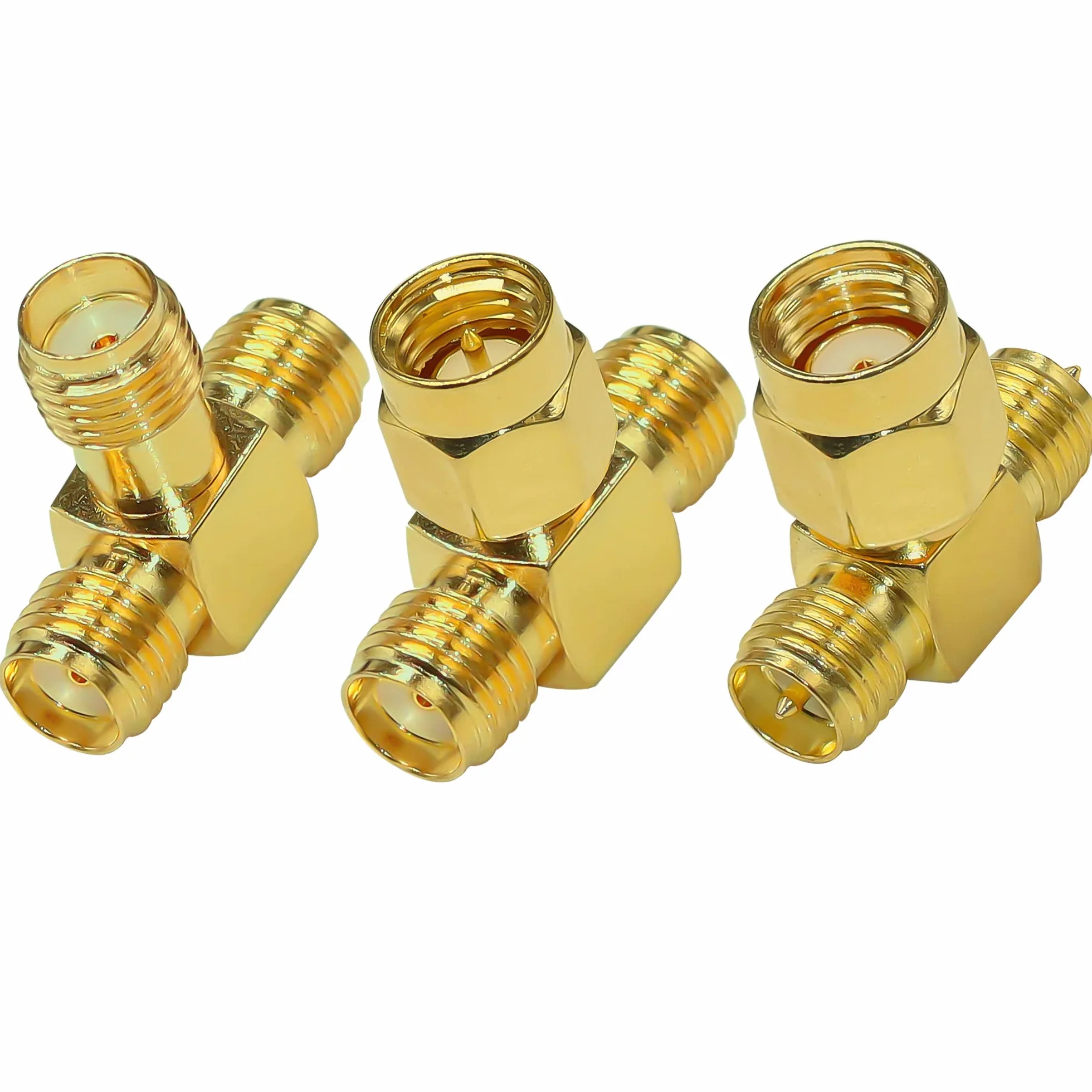 TUOLNK SMA Splitter Anschluss SMA/RP SMA Stecker auf Dual SMA/RP SMA Buchse HF Triple T Adapter SMA Anschluss mit umgekehrter Polarität 3 Wege Pack mit 3