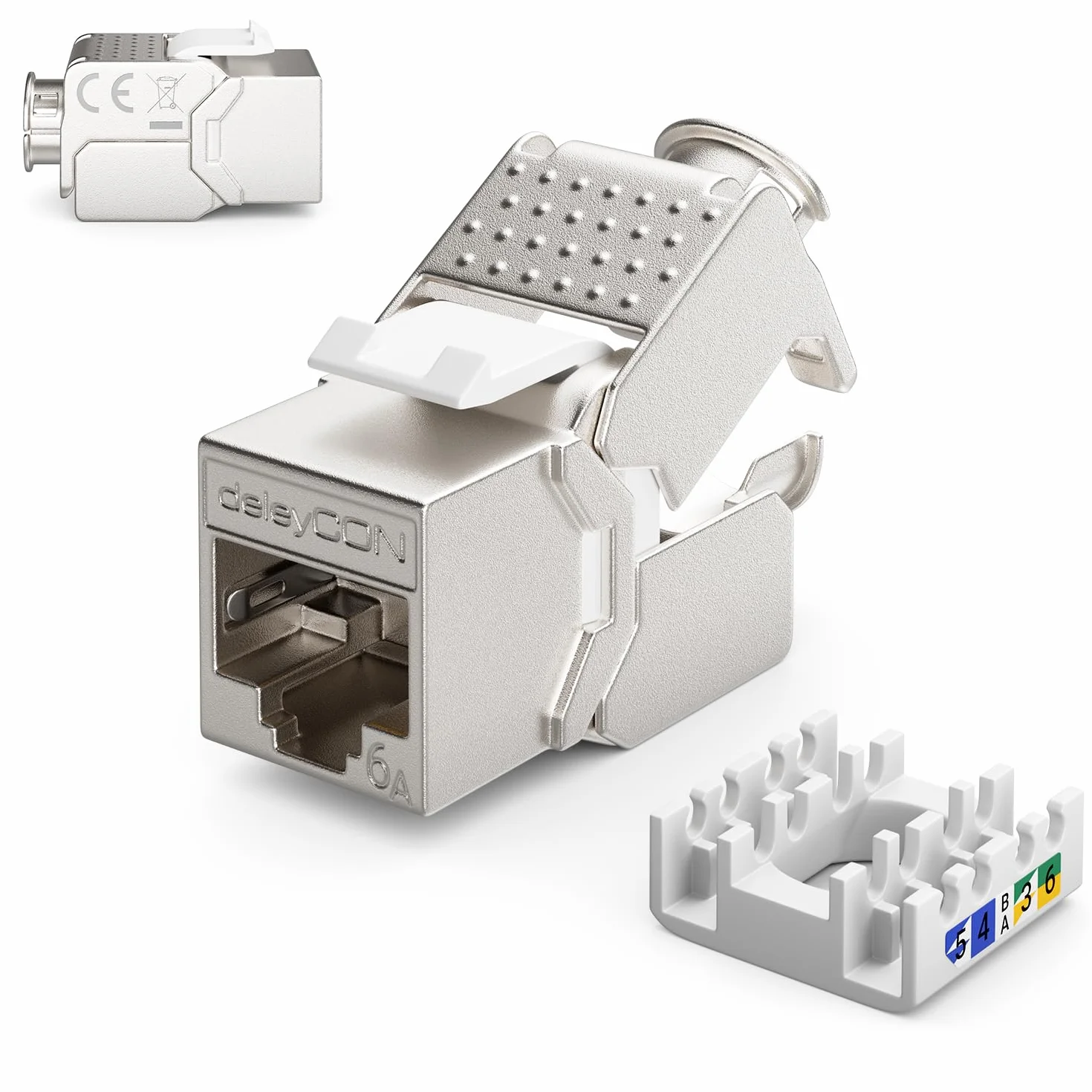 deleyCON 24 Portów Zestaw Paneli Patch Pole Łatki Modułowy 1 HE 19" Calowy Montaż w Szafie + 24x RJ45 Keystone Moduły CAT6a Kompatybilny z CAT5 CAT6 CAT7 LAN Kabel Sieciowy Kabel do Układania Czarny