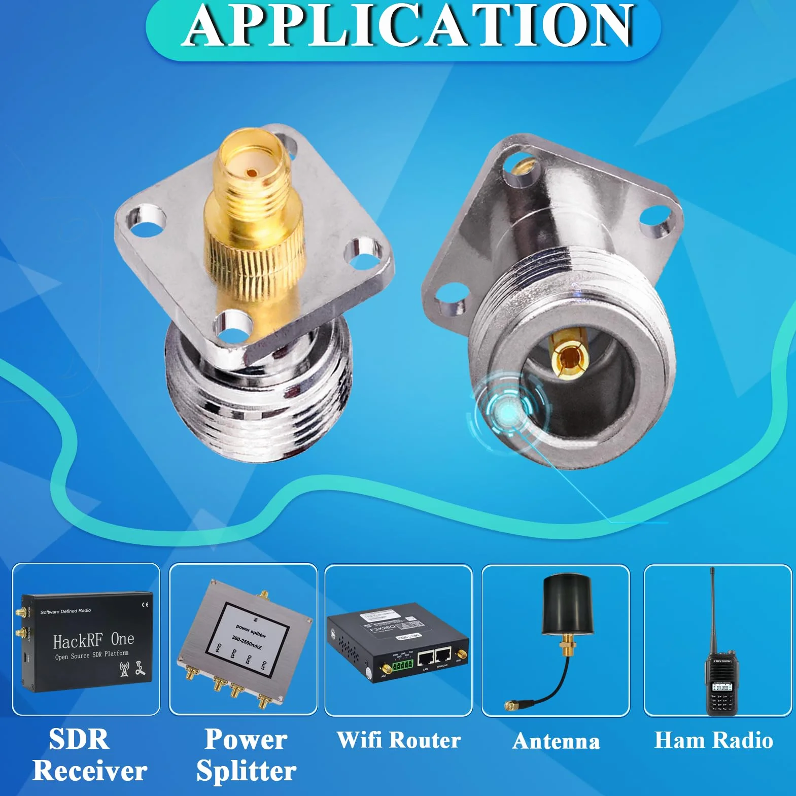 N Buchse auf SMA Buchse Panel Mount 4 Loch 17,5 mm Koax Adapter für RF Antennen Wifi Radios