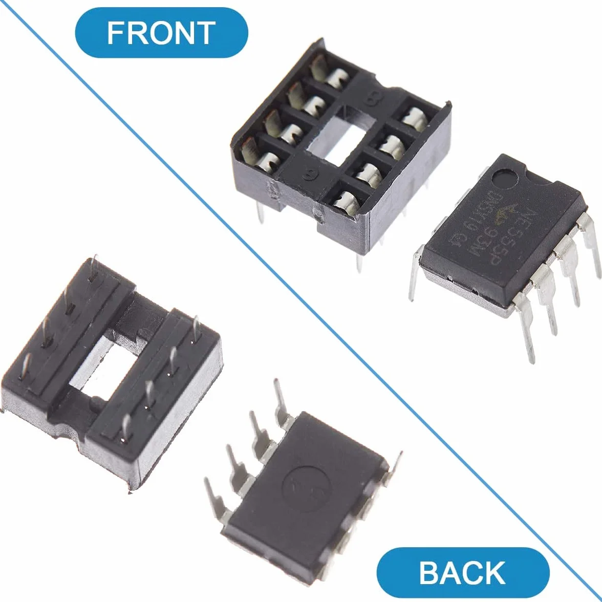 50 szt. NE555P precyzyjny timer pojedynczy NE555 timer IC NE555P generator impulsów pojedynczy dwubiegunowy DIP-8 + 50 szt. NE555 gniazdo
