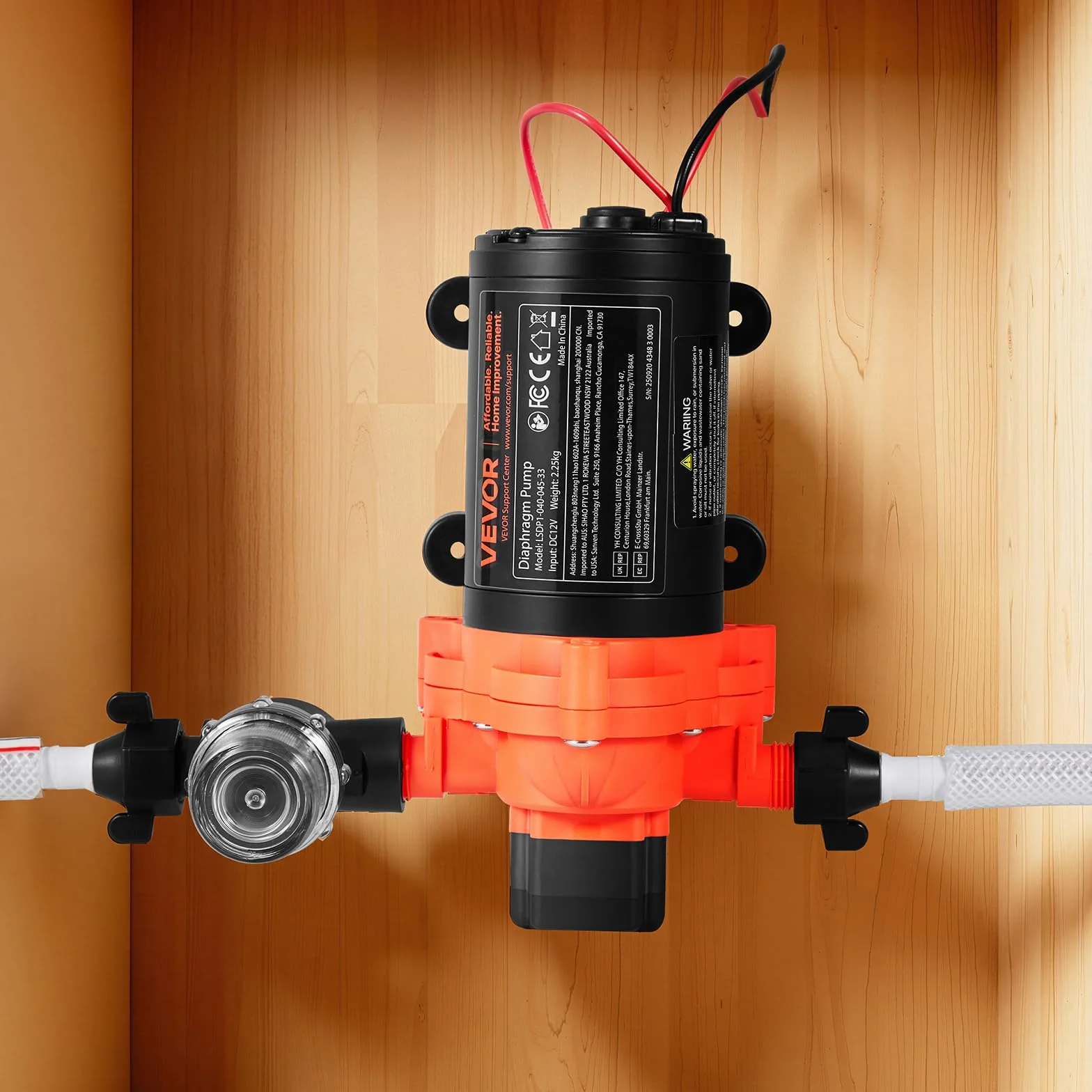 VEVOR Pompa membranowa, 12 V DC, 15,1 l/min, samozasysająca 3-komorowa pompa wodna z automatycznym przełącznikiem ciśnieniowym, ciśnienie 2,75 bar, do przyczep kempingowych, statków, jachtów, myjni