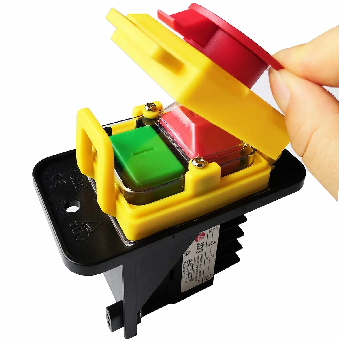 Wodoszczelny przemysłowy przełącznik elektromagnetyczny KEDU KJD11 JD3 8-biegunowy 10-pinowy przełącznik przyciskowy przekaźnik (8-pinowy 230 V z osłoną)