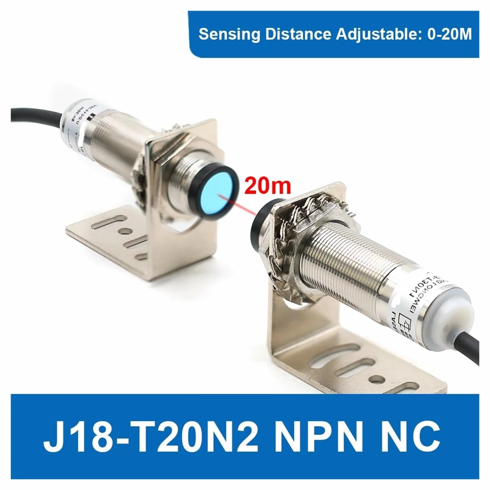 M18 Laser Sensor 0-20m NPN NC Photoelectric Proximity Switch J18-T20N2