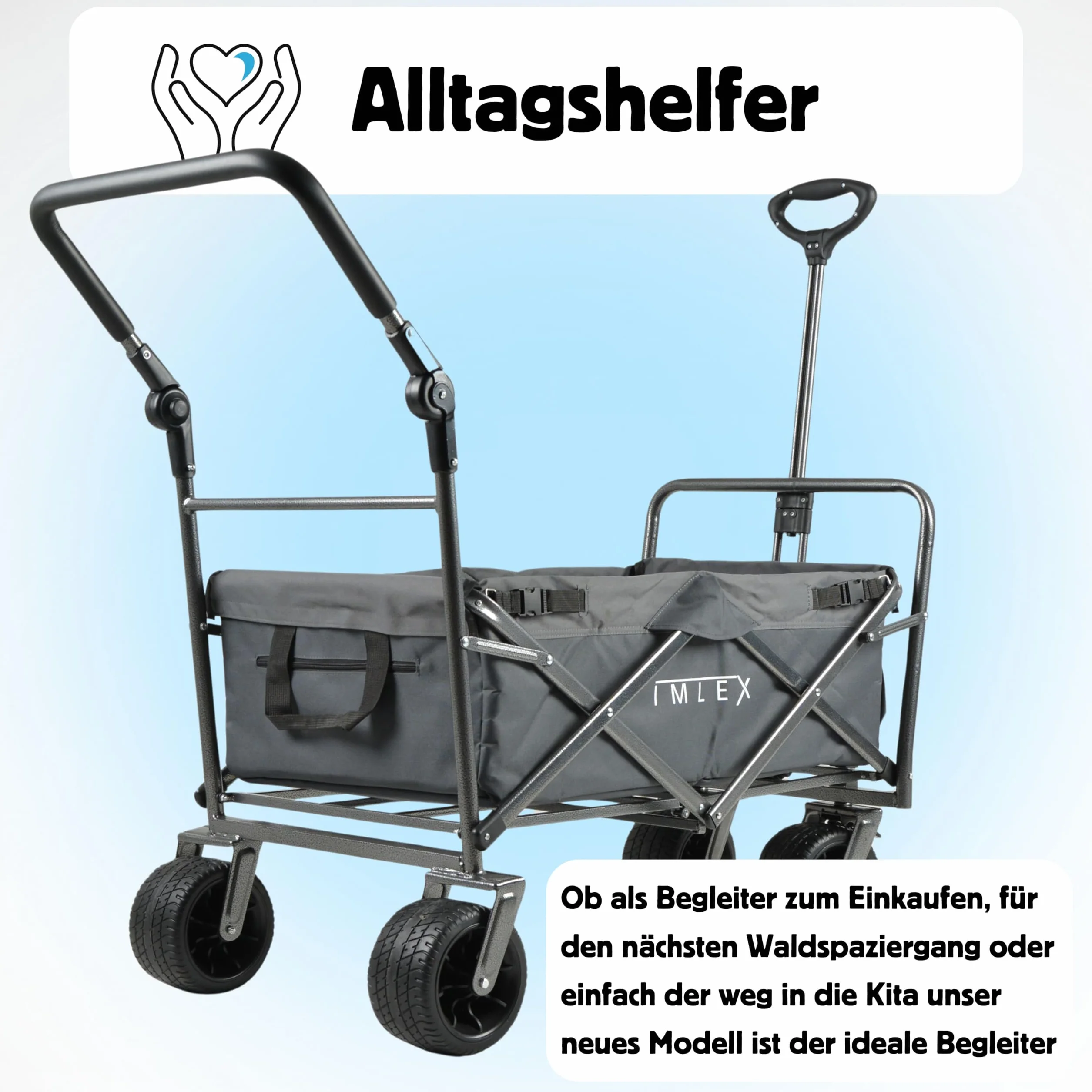 IMLEX IM-4275 składany wózek transportowy z uchwytem przesuwnym szary
