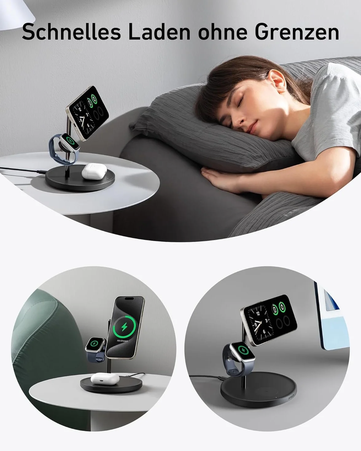 MagGo Stacja magnetyczna 3-in-1 15W Czarna