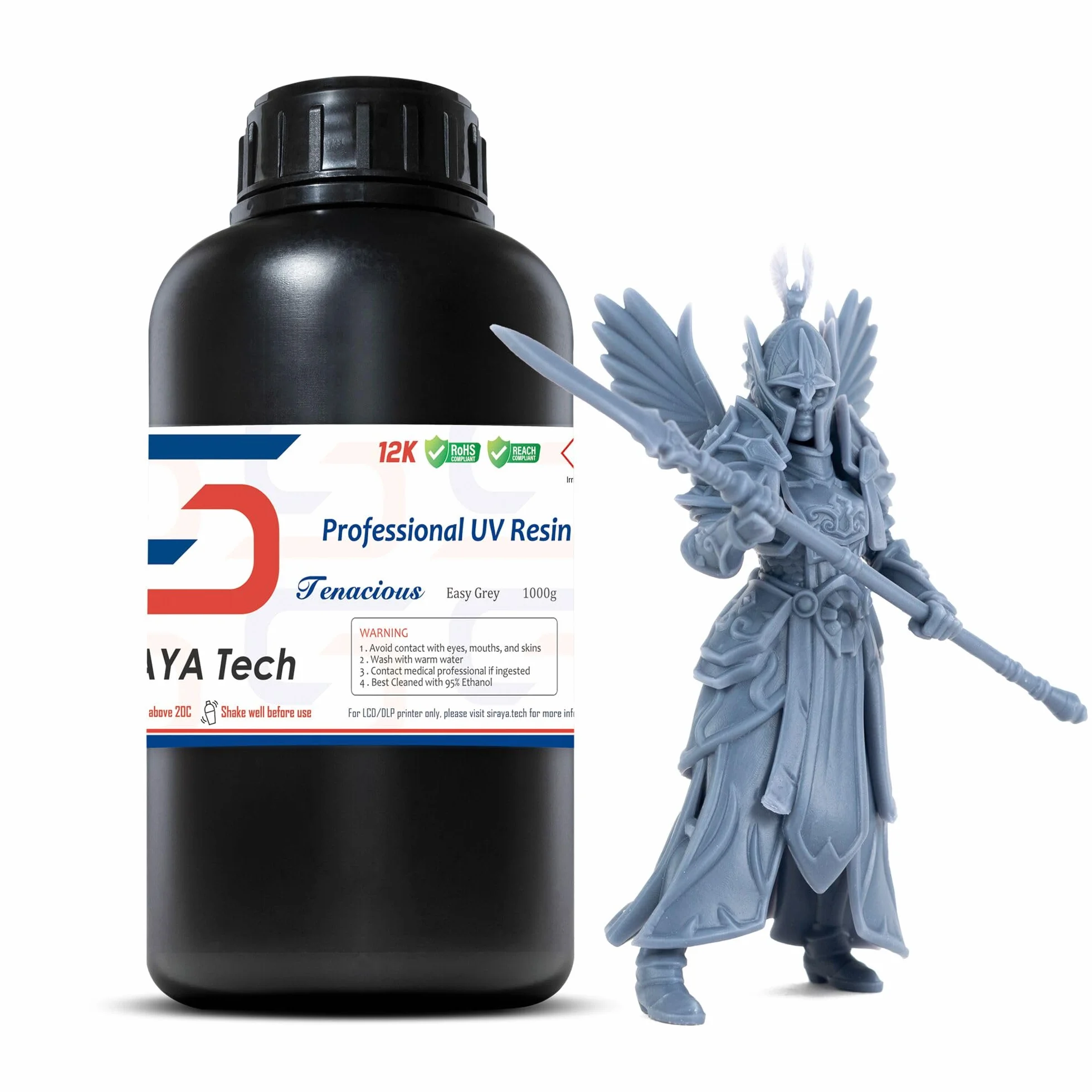 Siraya Tech Tenacious Easy szara żywica do drukarki 3D, elastyczna żywica utwardzana światłem UV 405 nm o wysokiej odporności na uderzenia i wysokiej wytrzymałości, 1 kg