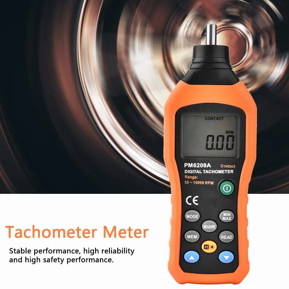 PEAKMETER PM6208A Obrotomierz cyfrowy z podświetleniem LCD, Ręczny tester prędkości