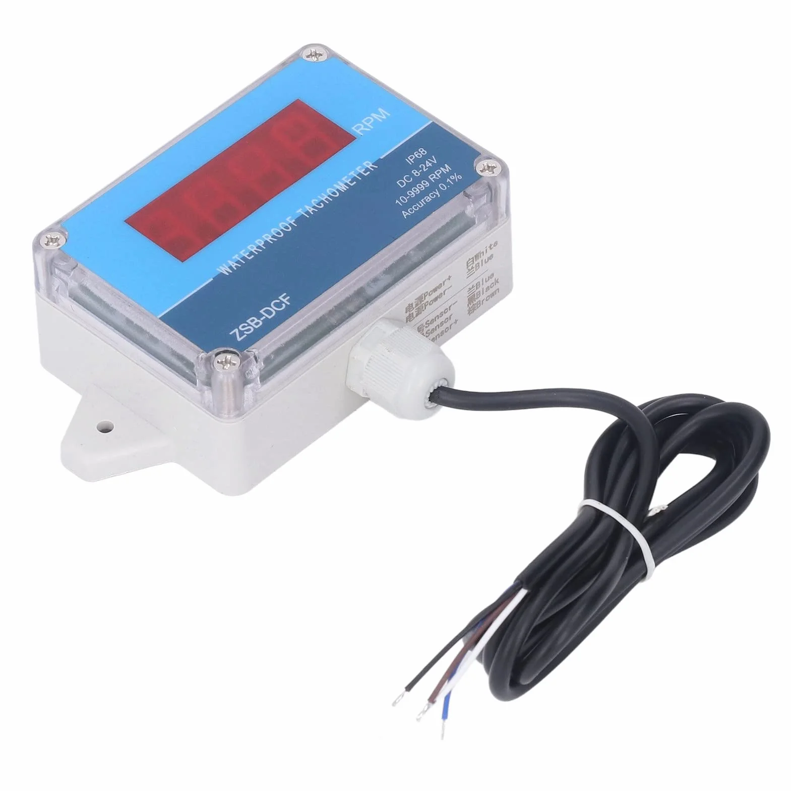 Oumefar Tachometr Cyfrowy 10-9999 RPM Czujnik Hall IP68 Wyświetlacz LED 8-24V DC