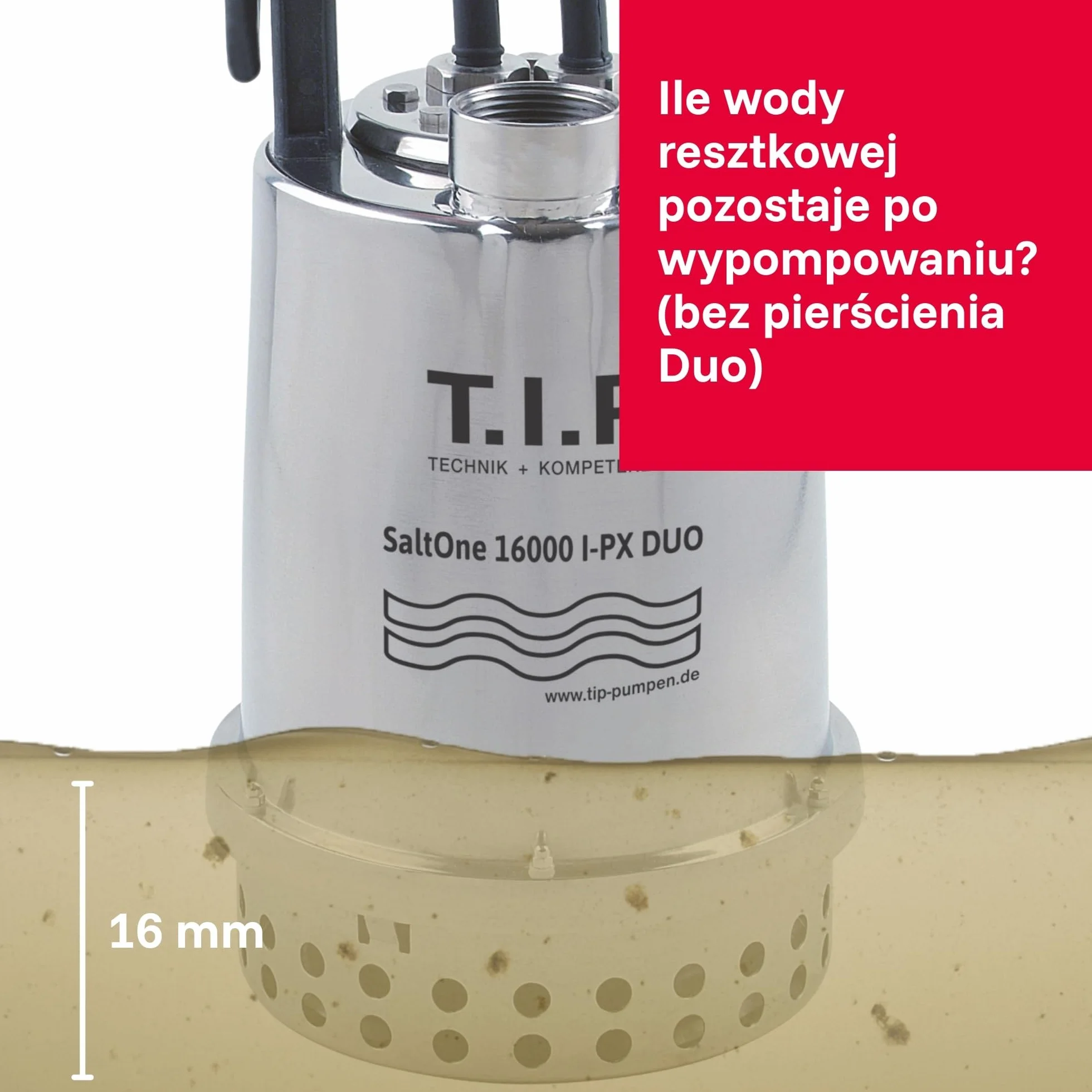 T.I.P. SaltOne 16000 I-PX DUO Pompa Zanurzalna do Brudnej Wody 16000 l/h Stal Nierdzewna 1mm Płaskie Zasysanie