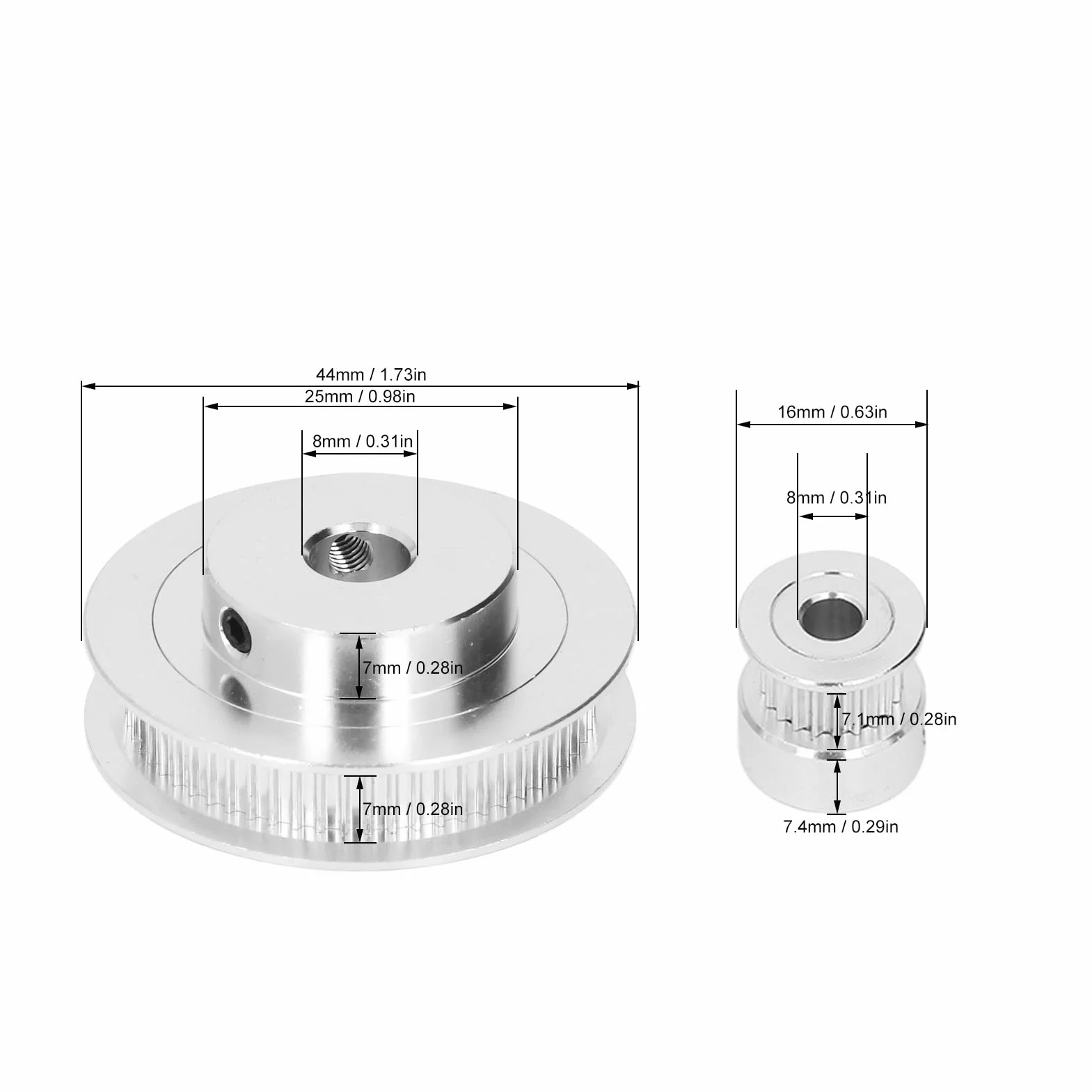 Koło Synchroniczne 2 Zestawy kół Pasowych Rozrządu ze Stopu Aluminium 200 mm 6 mm Pasek Długość Otwór 8 mm dla Silnika Spalinowego Koła Pasowe do Przekładni